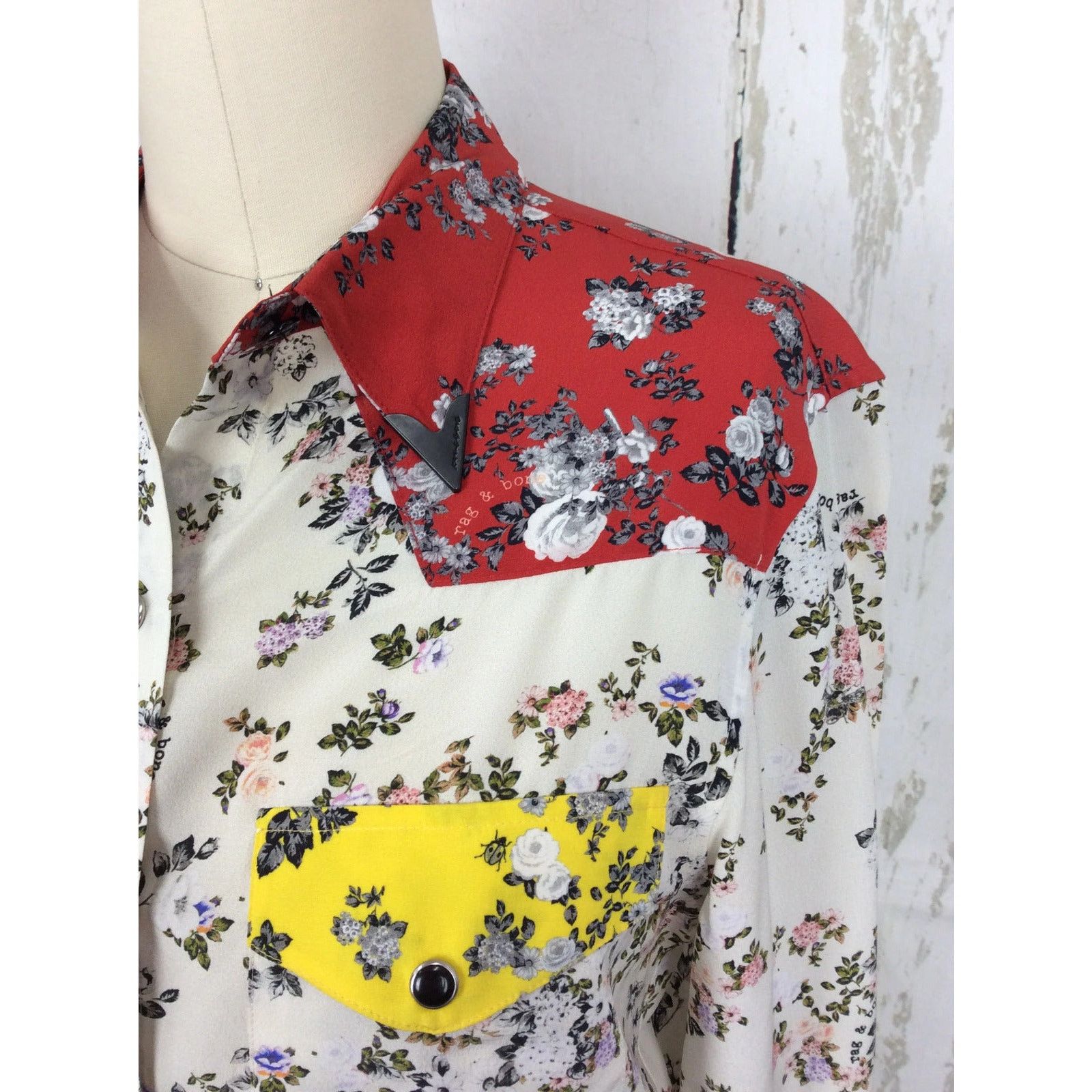 Rag & Bone Rag & Bone silk flower print western blouse as Xsmall Size XS / US 0-2 / IT 36-38 - 5 Thumbnail