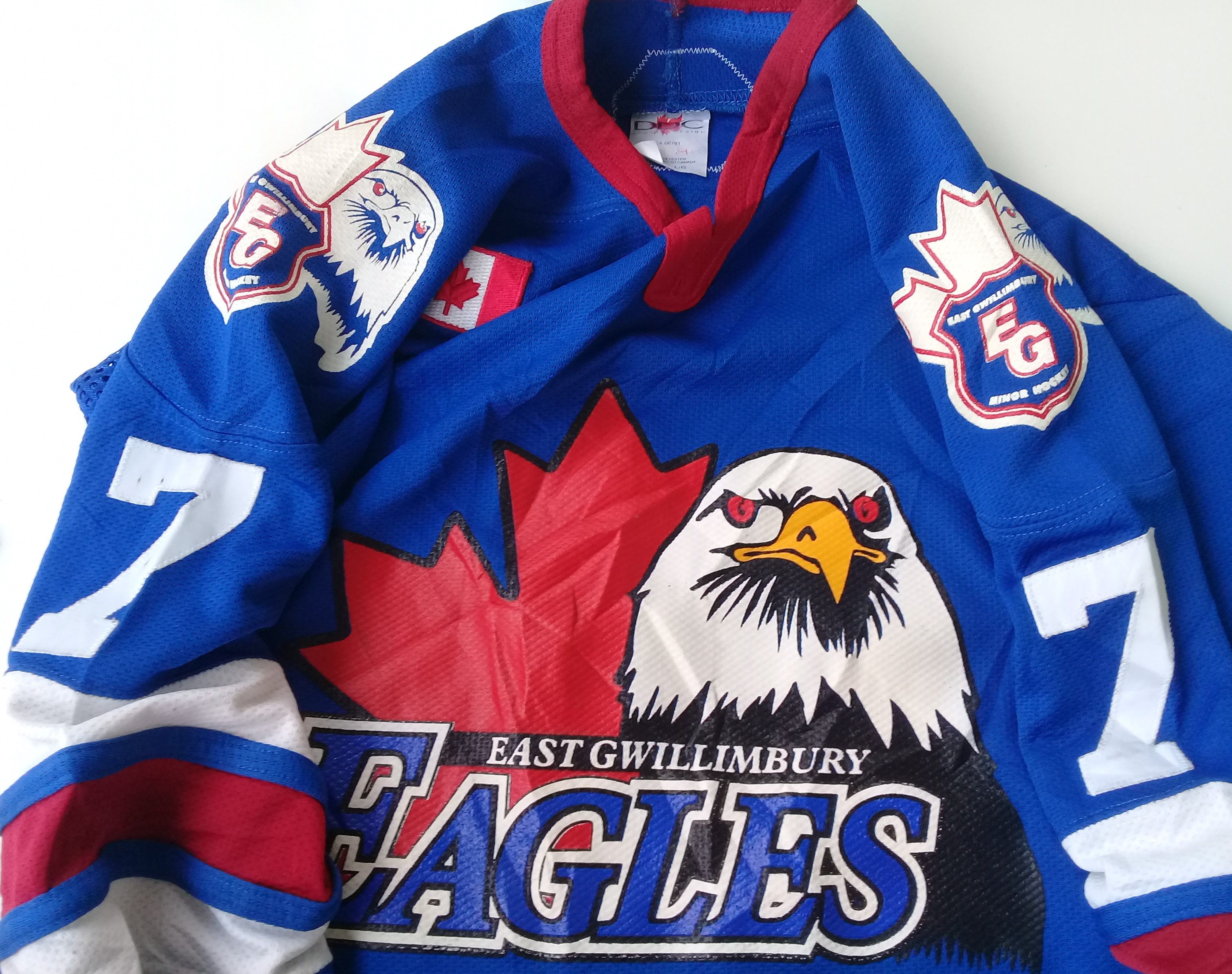 image of Nhl x The Eagles Vintage Eagles East Gwillimbury Kaminski Jersey in Blue, Men's (Size Medium)