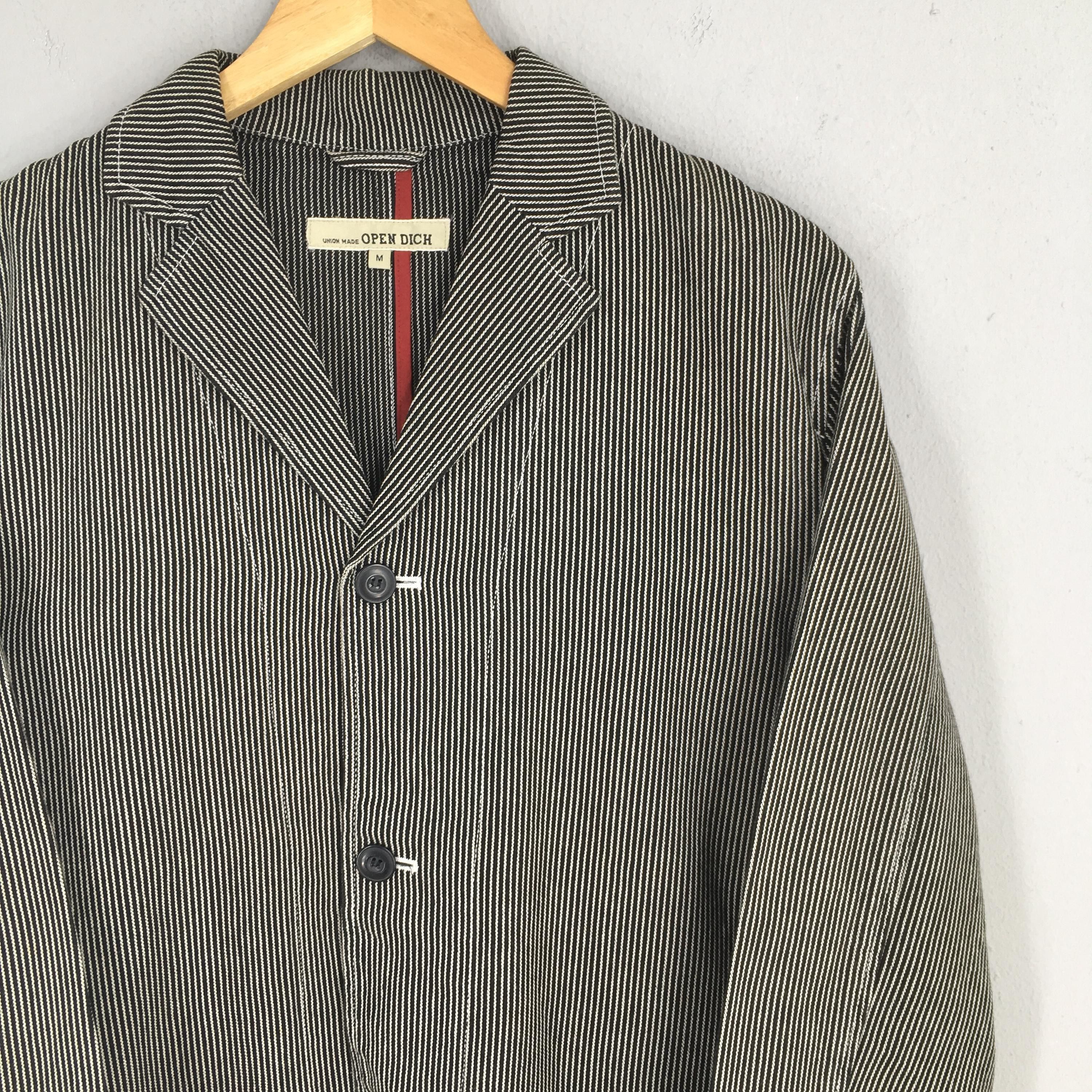 Vintage Vtg Open Dich Union Made Black Stripes Worker Jacket Medium Size US M / EU 48-50 / 2 - 2 Thumbnail