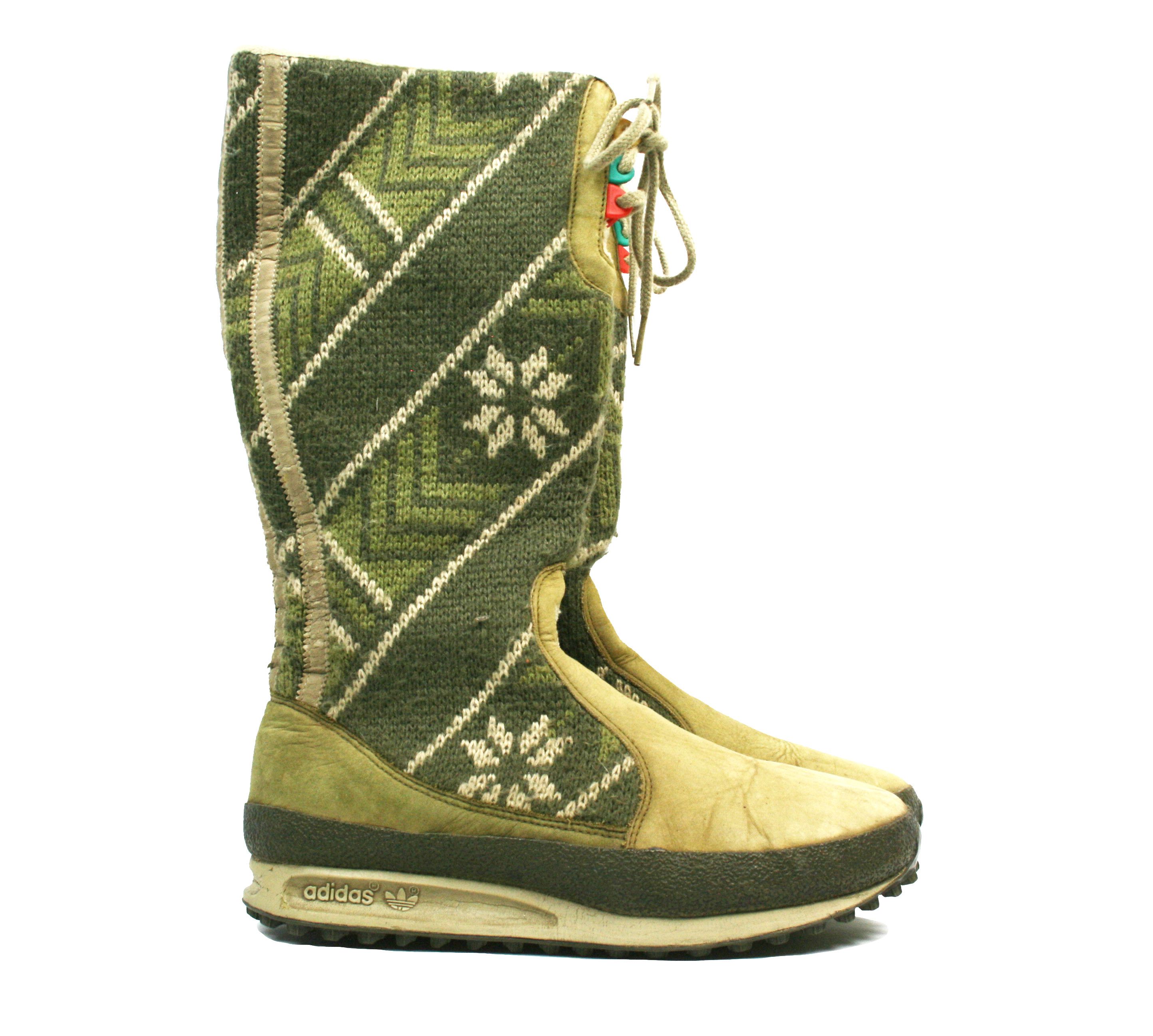 Adidas 2007 Arosa Y2K High Fair Isle Wool Knit Boots Vintage Size US 7 / IT 37 - 3 Thumbnail