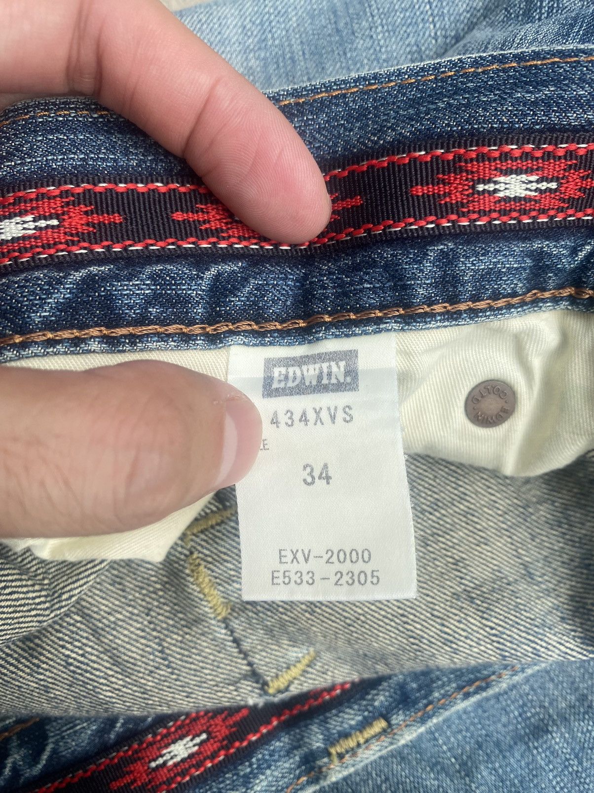Edwin × Japanese Brand × Vintage Vintage y2k Edwin Faded Loose Denim Jeans Size US 36 / EU 52 - 24 Thumbnail