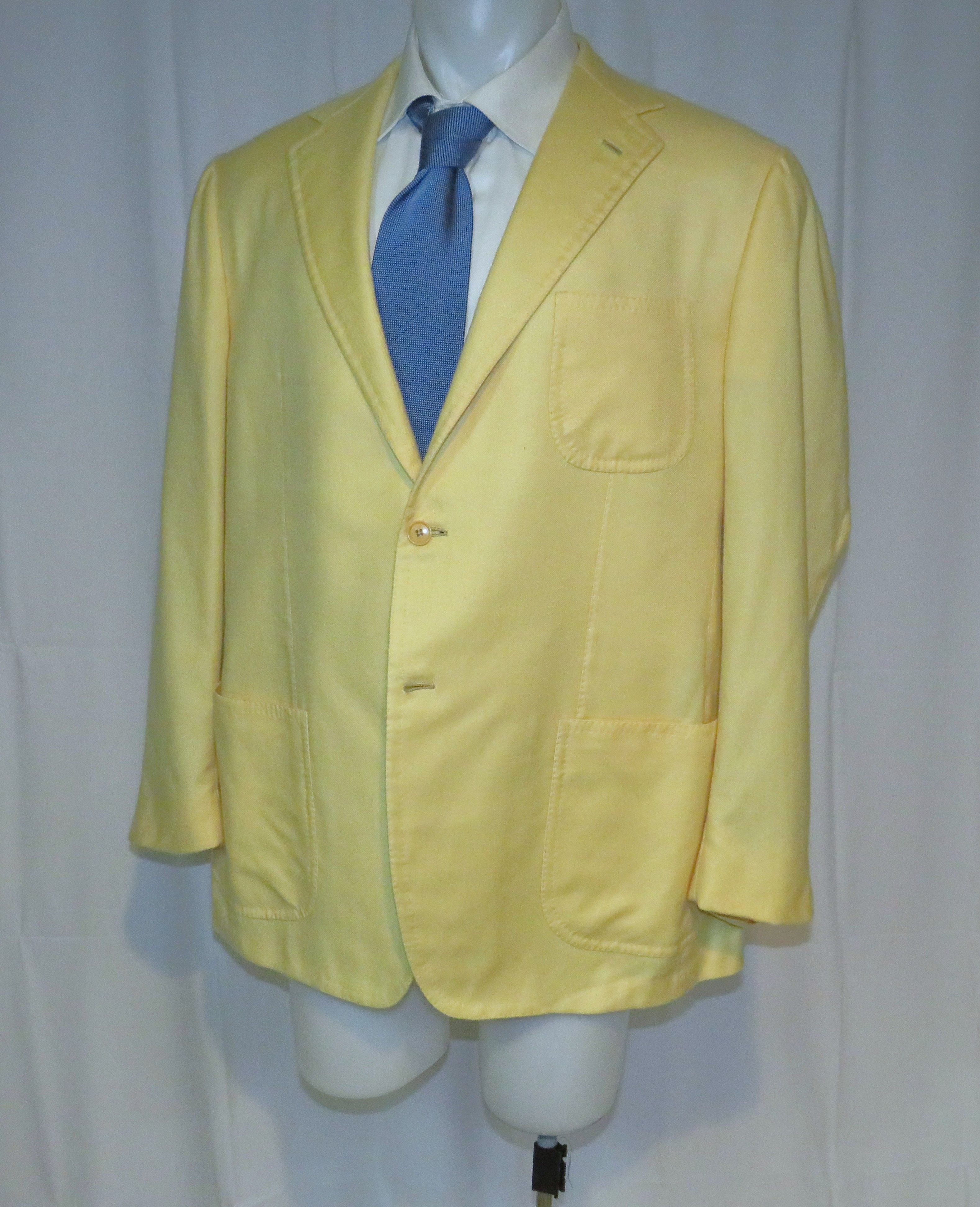 Tincati x Partenopea Bespoke Yellow Weave Cashmere Sport Coat 44L Size 44L - 6 Thumbnail