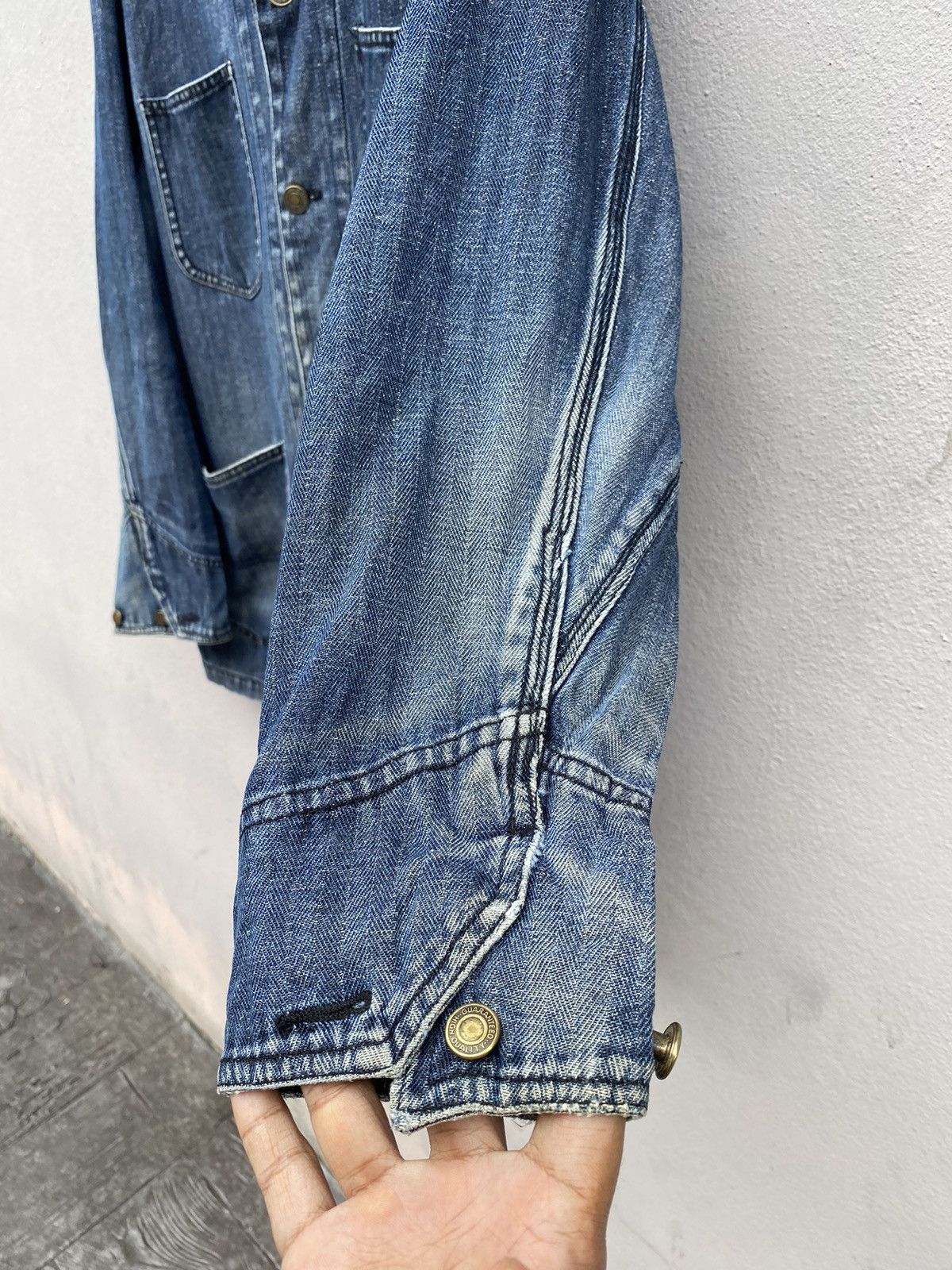 Japanese Brand US NAVAL Herring Bone Twill Faded Indigo Chore USN Jacket Size US M / EU 48-50 / 2 - 9 Thumbnail