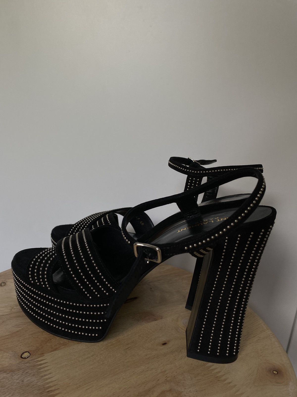 Saint Laurent Paris Saint Laurent Suede Studded Candy 80 Platform Sandals Black Size US 9 / IT 39 - 3 Thumbnail