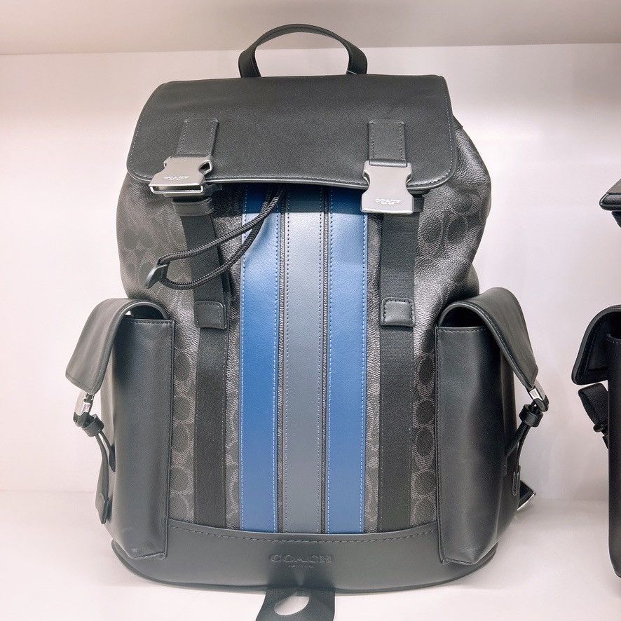 Coach Clark Backpack In Signature Canvas With Varsity Stripe CDC63 Size ONE SIZE - 1 Thumbnail