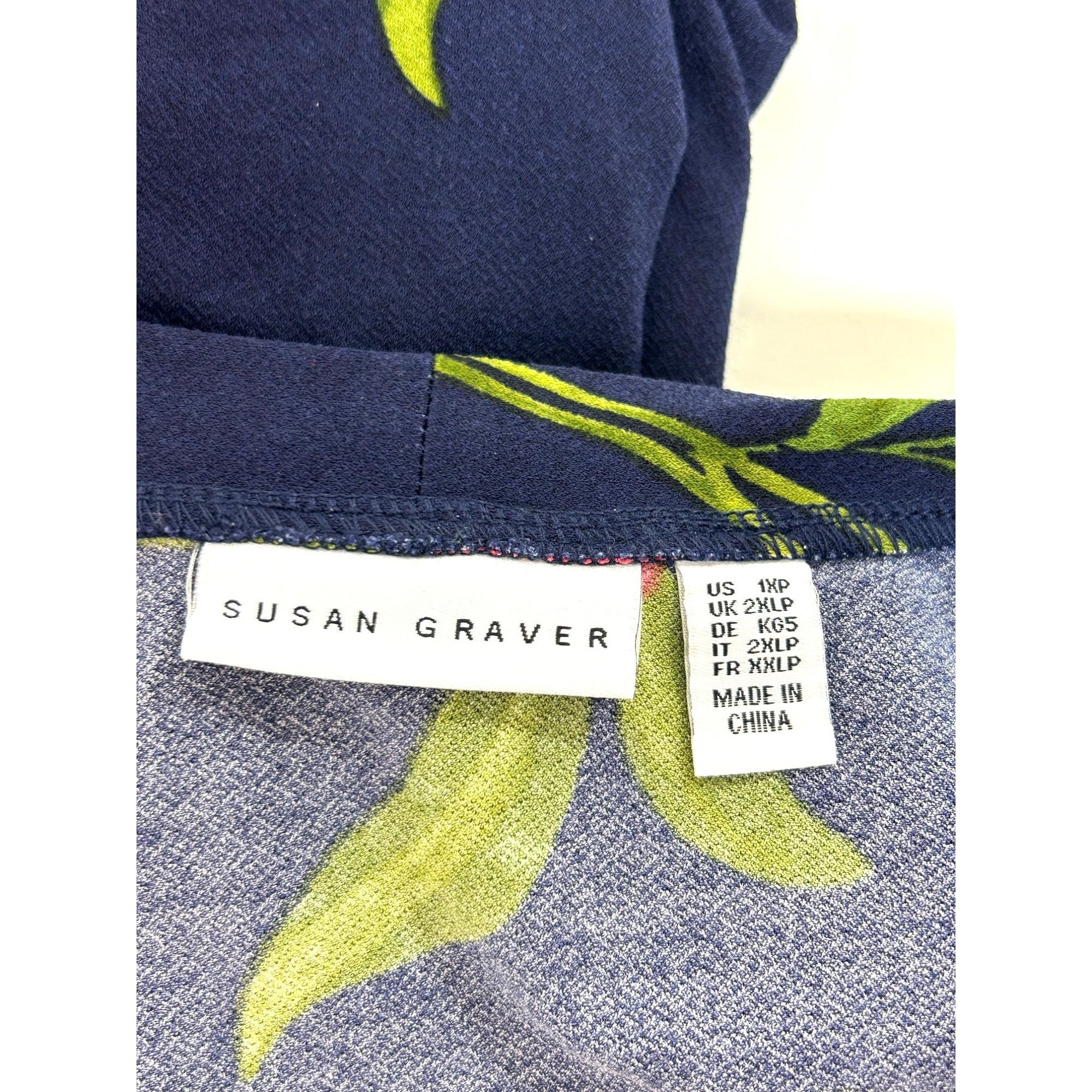 Other Susan Graver QVC Mini Dress 1XP Navy Floral V-Neck Button Do Size XL / US 12-14 / IT 48-50 - 5 Thumbnail