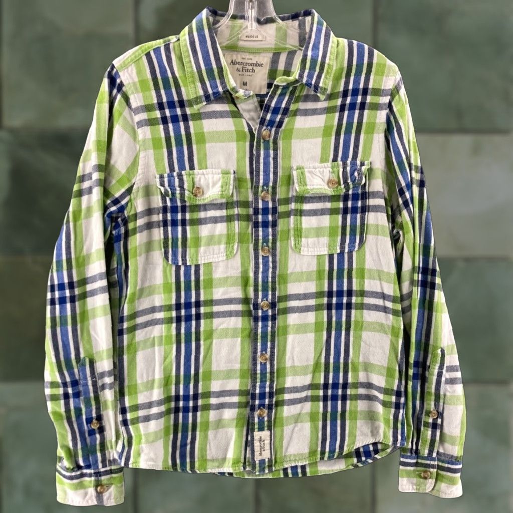 Abercrombie & Fitch Abercrombie & Fitch Shirt Mens Medium Plaid Button Up Y2K Vintage Muscle Fit Size US M / EU 48-50 / 2 - 1 Thumbnail