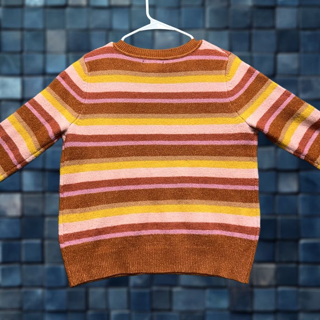 Forever 21 FOREVER 21 Sweater Womens Small Orange Striped V-Neck Knit Pullover Colorful EUC Year 21s? Size S / US 4 / IT 40 - 1 Thumbnail