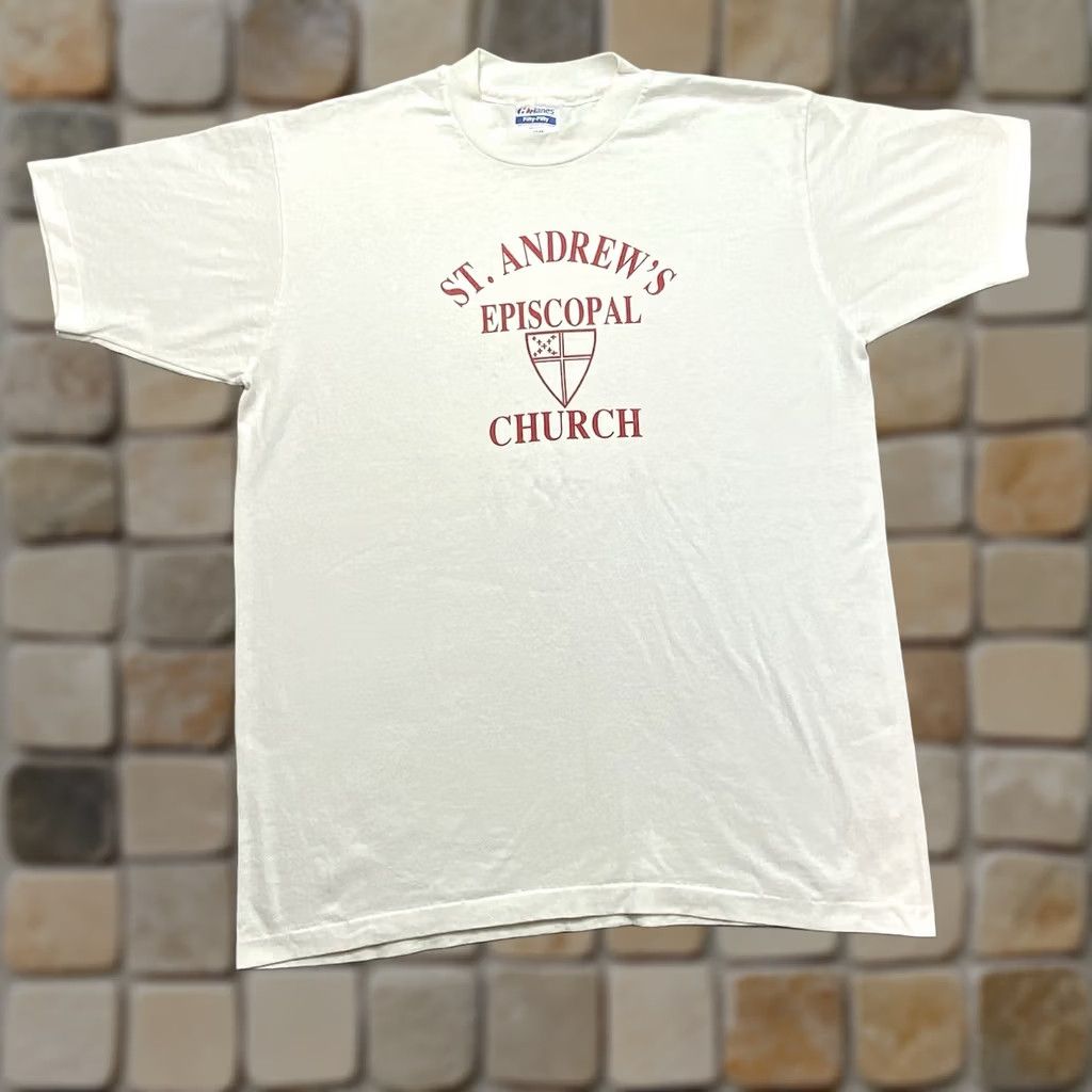 Hanes VTG Hanes White TShirt Mens L ST Andrews Episcopal Church Single Stitch Distressed Shirt Mens 90s Classic Size US L / EU 52-54 / 3 - 1 Thumbnail