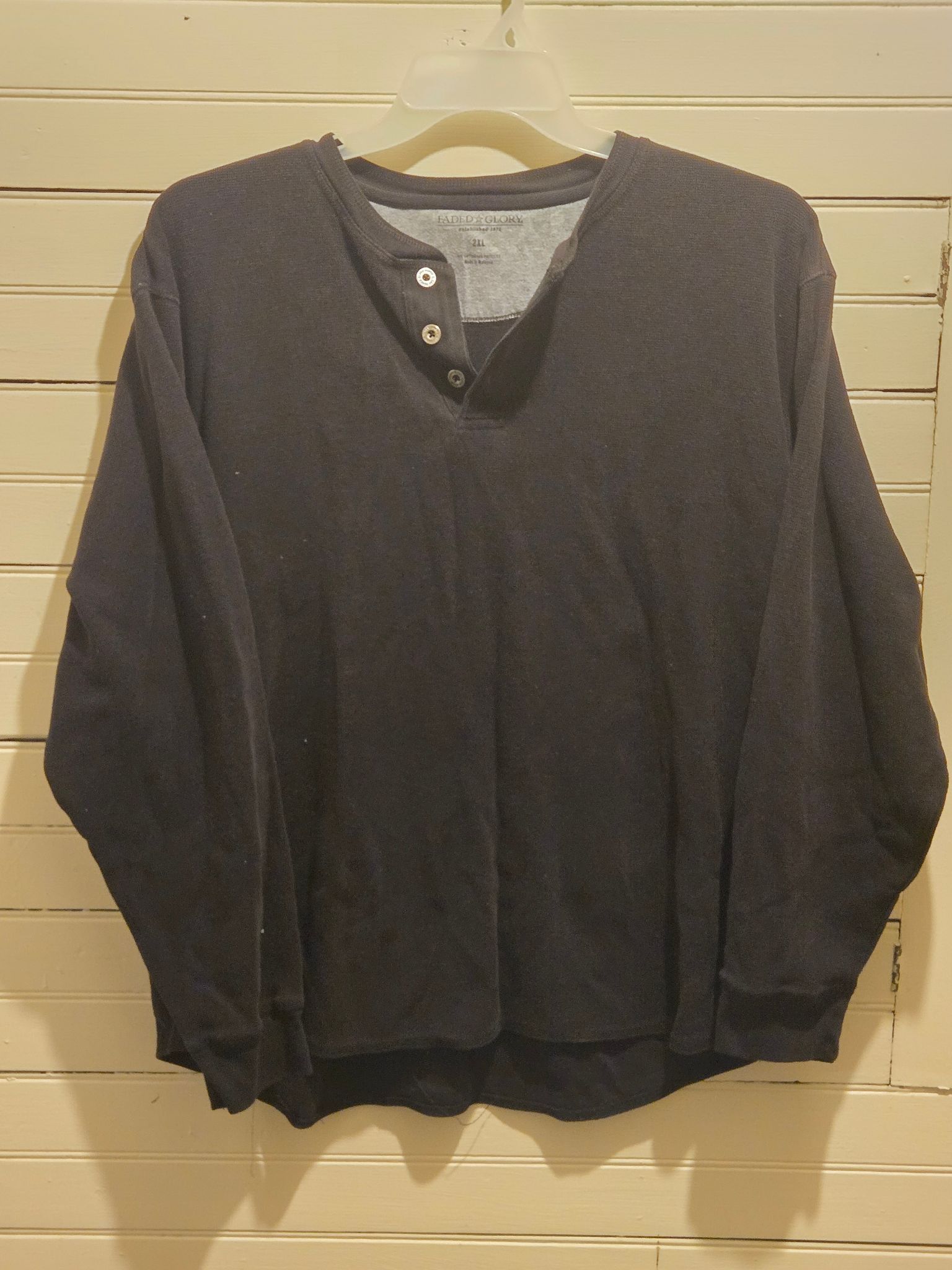 Faded Glory Faded Glory Shirt Mens 2XL Black Long Sleeve Henley Thermal Size US XXL / EU 58 / 5 - 1 Thumbnail