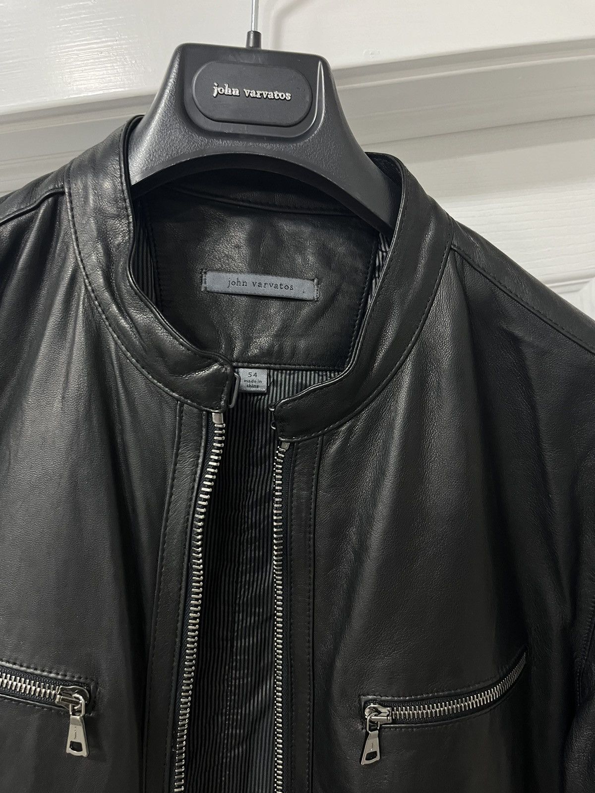 John Varvatos Leather Jacket with chain detail. 54 Size US L / EU 52-54 / 3 - 4 Thumbnail
