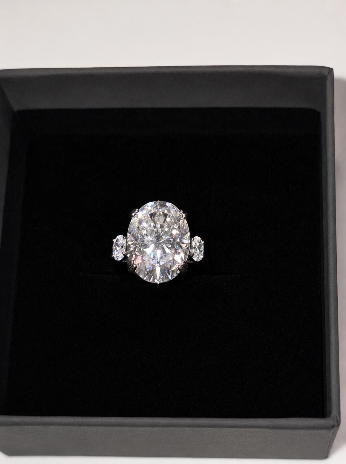 Other Oval Cut 10.48ct Moissanite Ring with Platinum Overlay Size ONE SIZE - 2 Thumbnail
