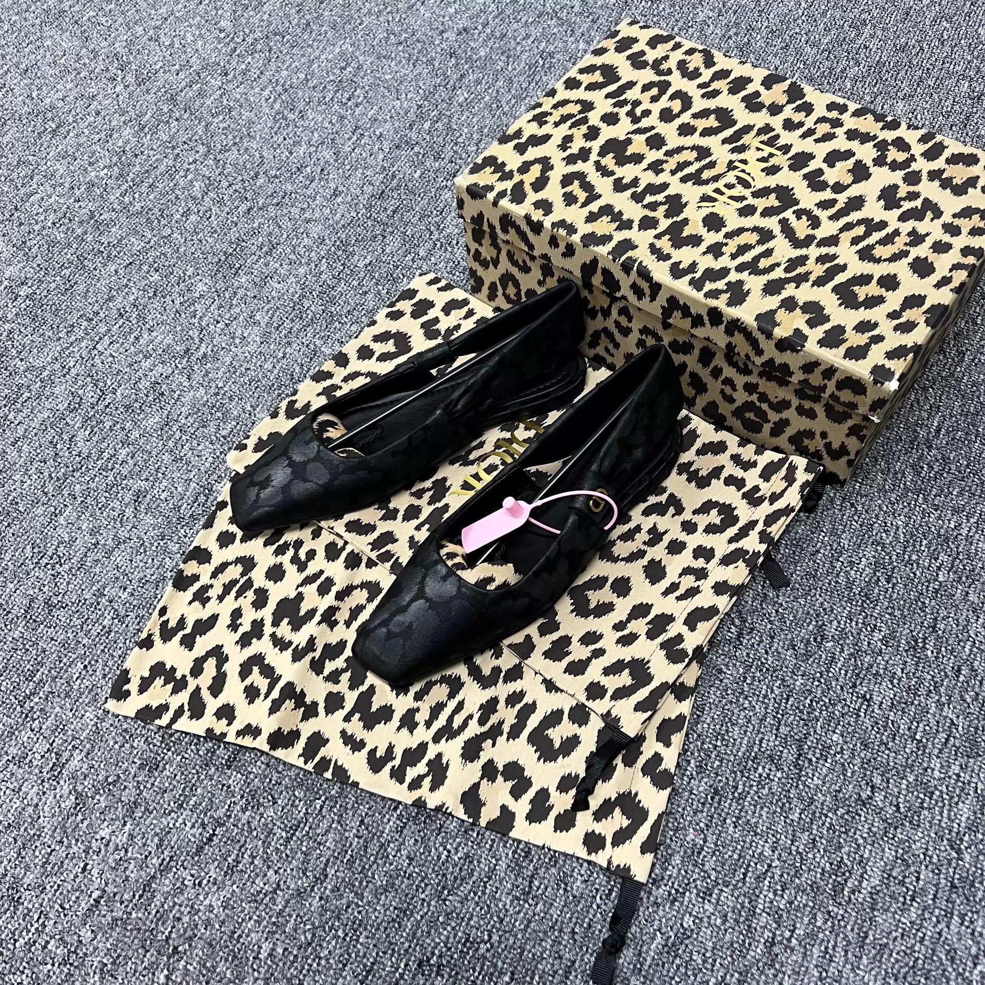Dior Dior Mizza Black Leopard Satin CD Logo Ballet Flat Women's Size US 7 / IT 37 - 1 Thumbnail