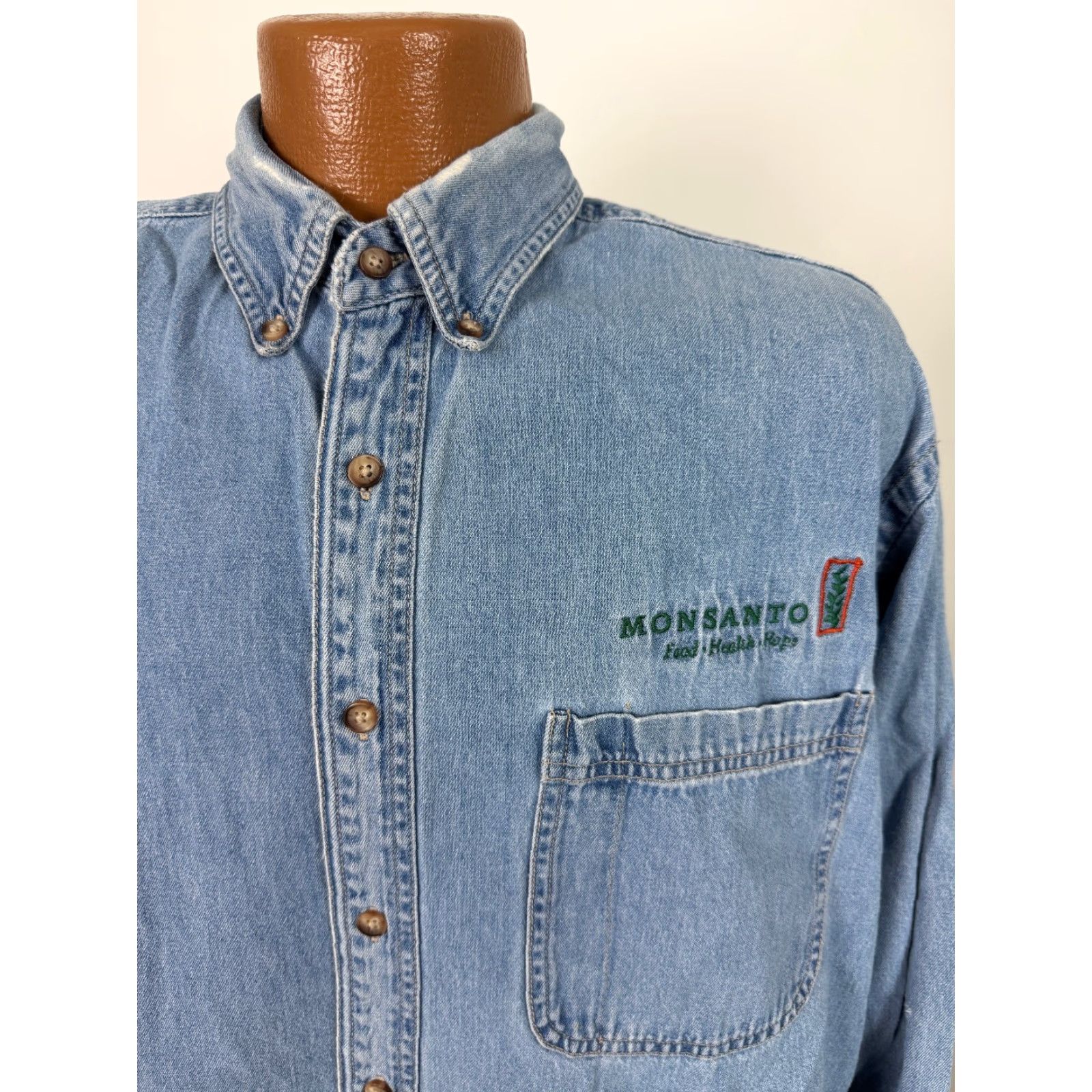 Hope VINTAGE Swingster Denim Shirt Men L Blue Cotton Heavyweight Pockets 90s Outdoor Y2K Button-Down Collared Size US L / EU 52-54 / 3 - 2 Thumbnail