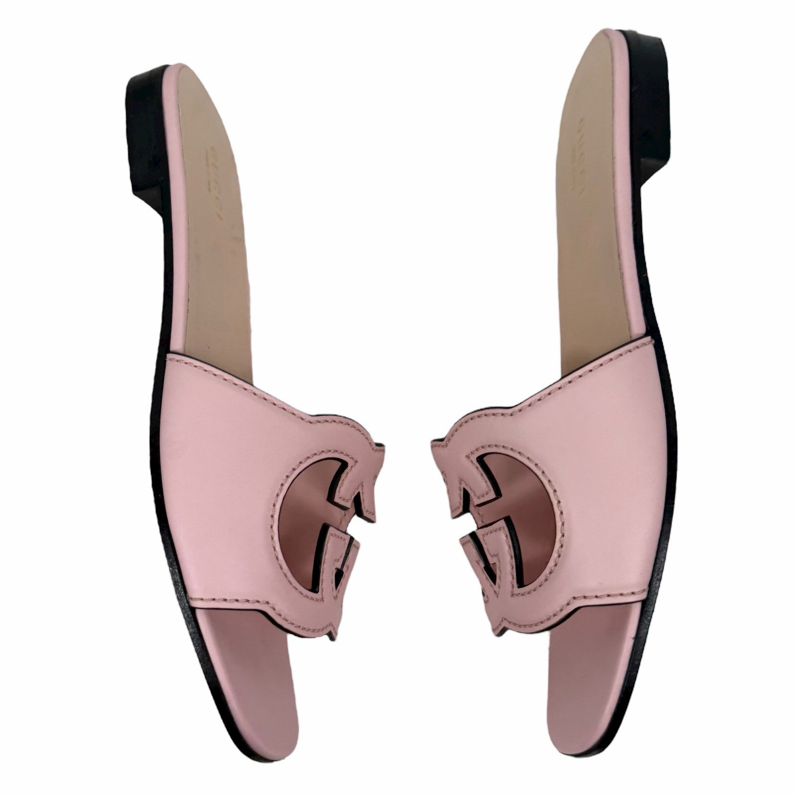 Gucci Gucci Interlocking G Cutout Leather Slide Flat Sandal 37.5 Size US 7.5 / IT 37.5 - 7 Thumbnail