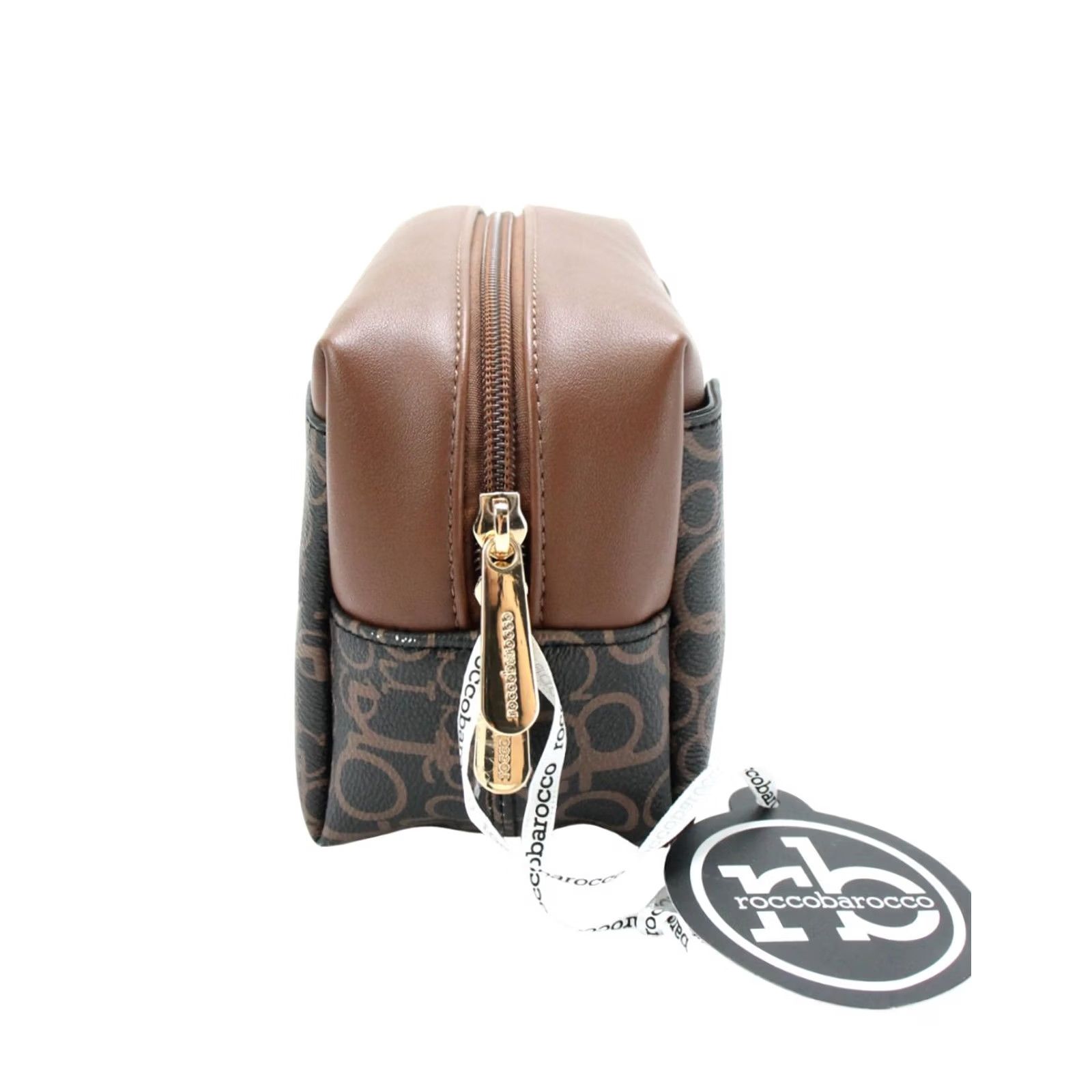 Logo 7 ROCCOBAROCCO Beauty Case Bag Women's ONE SIZE Logo Print Zipper Cosmetic Brown Size ONE SIZE - 5 Thumbnail