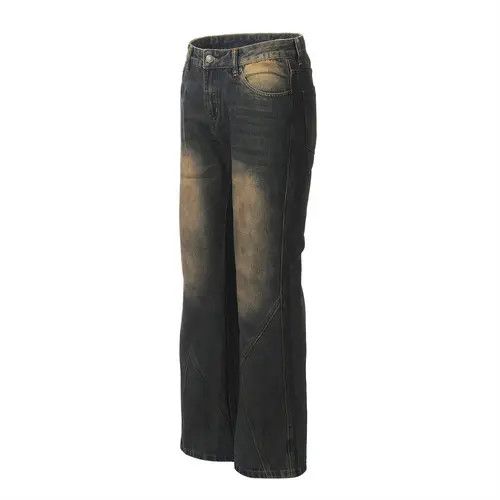 Jean Men's distressed split patchwork loose flared jeans Size US 32 / EU 48 - 2 Thumbnail