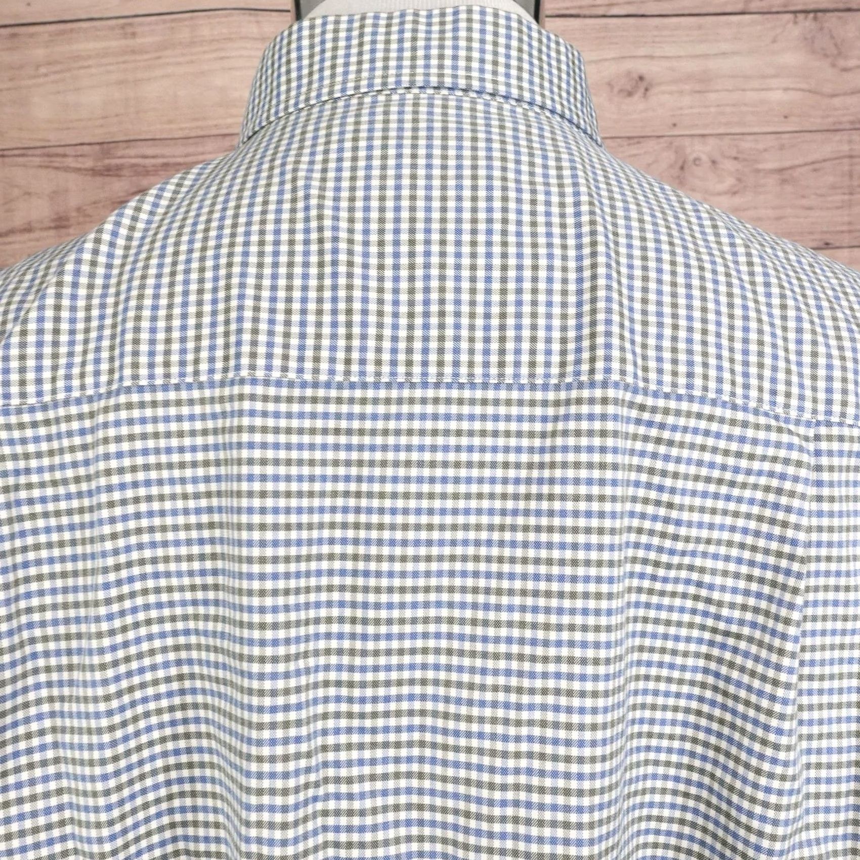 David Donahue David Donahue Shirt Mens XL Blue Green Check Long Sleeve Button-Up Size US XL / EU 56 / 4 - 5 Thumbnail