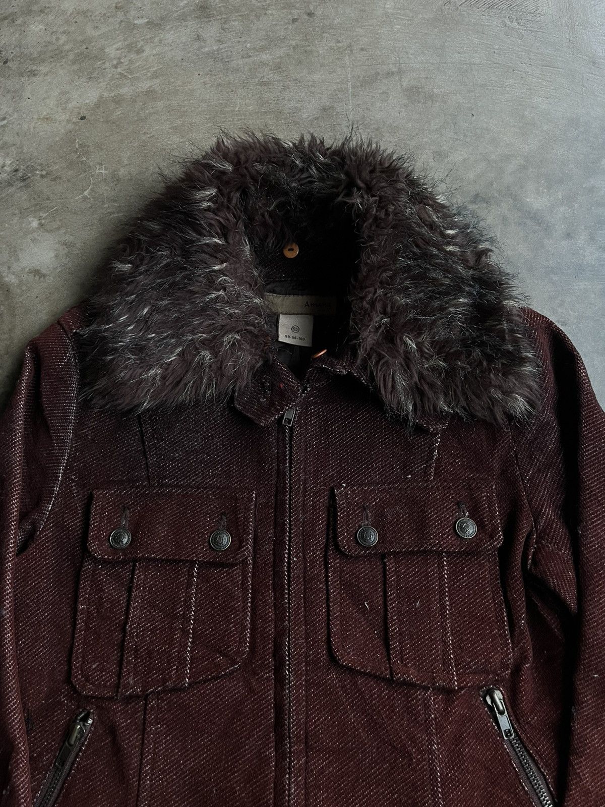 14th Addiction 2000s JAPANESE AMANG FUR JACKET CORDUROY BONDAGE GOTHIC VKEI Size US S / EU 44-46 / 1 - 3 Thumbnail