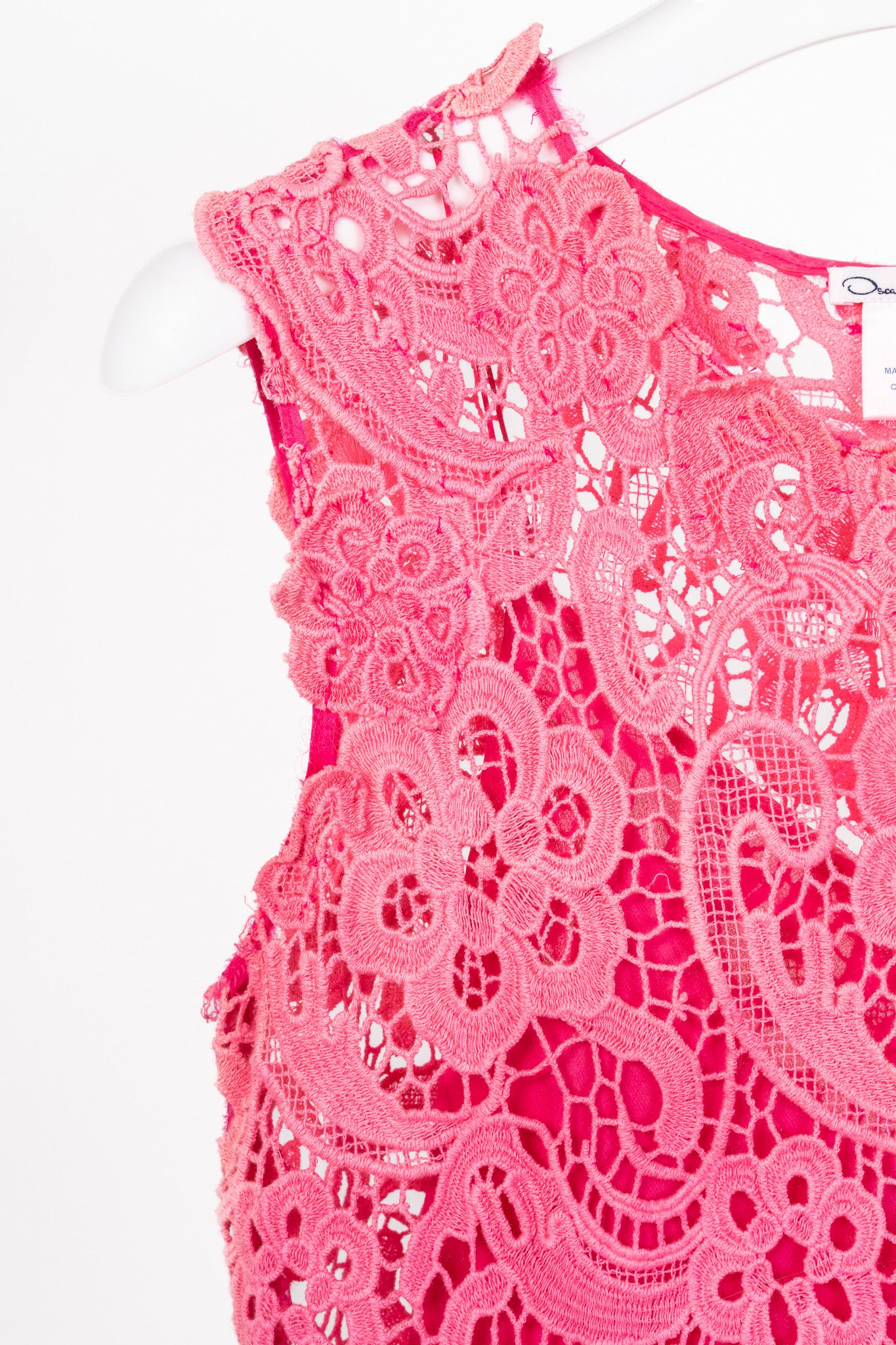 Oscar De La Renta Oscar de la Renta SS13 Runway Pink Cotton Crochet-Lace Top Size L / US 10 / IT 46 - 5 Thumbnail