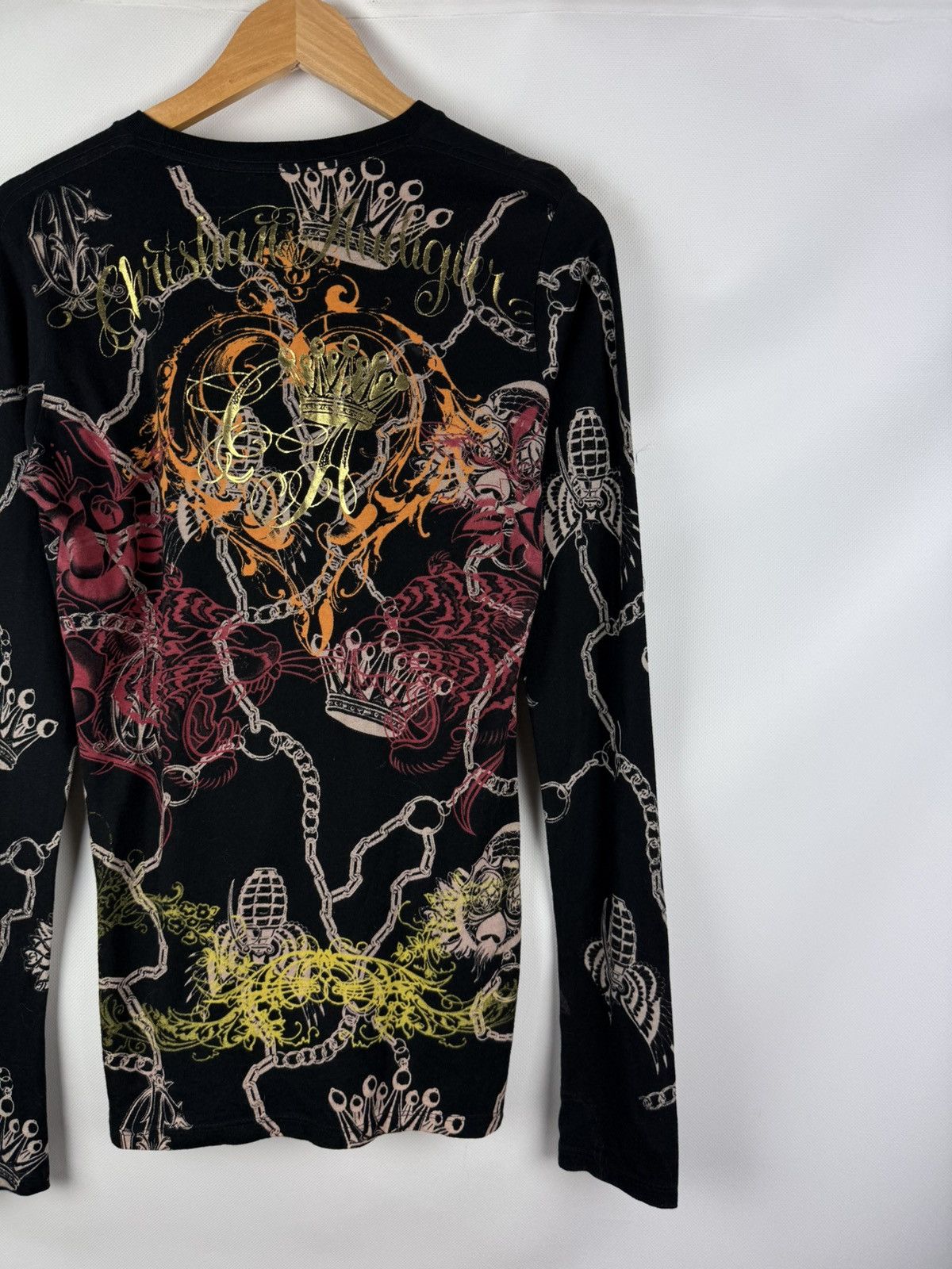 Christian Audigier Christian Audigier Y2K Overprinted Long Sleeve T Shirt Size L / US 10 / IT 46 - 17 Thumbnail