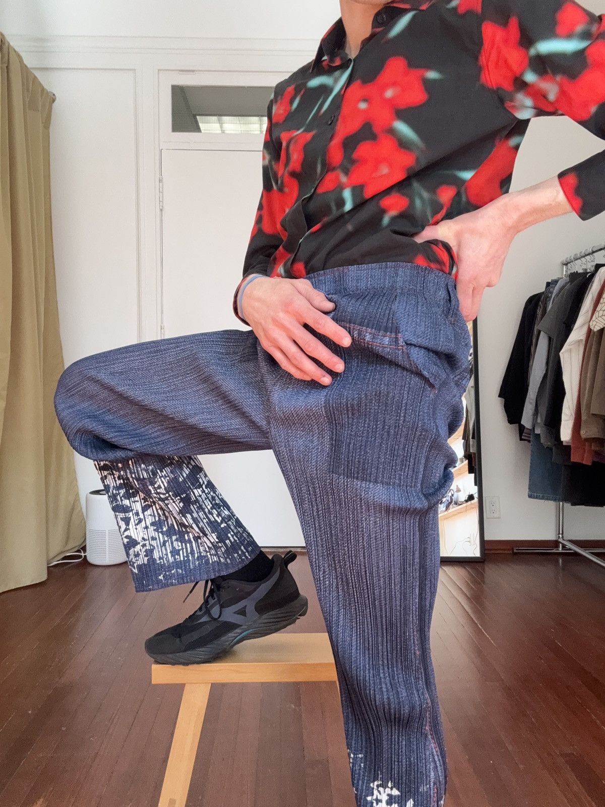 Pleats Please Issey Miyake PLEATS PLEASE Trompe L’Oeil Denim Printed Pants Size US 32 / EU 48 - 7 Thumbnail