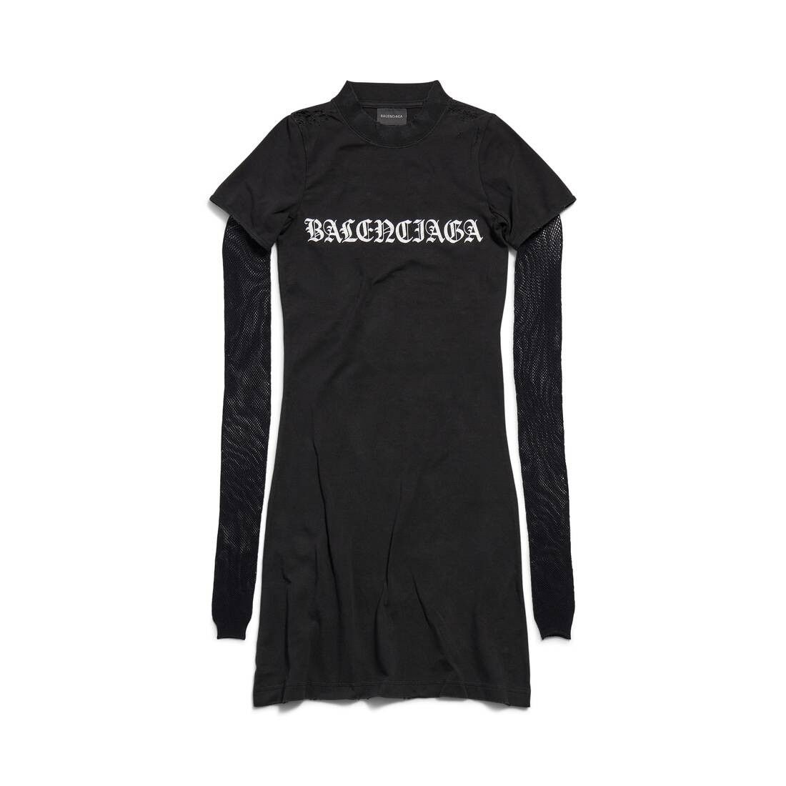 o1srvl11e1025 Gothic Type Mesh Sleeve Dress in Black