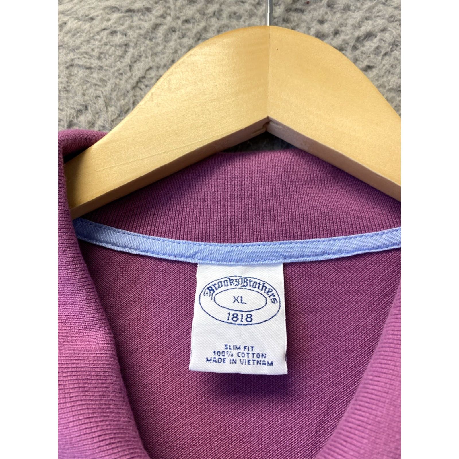 Brooks Brothers Brooks Brothers 1818 Cotton Polo Shirt XL Light Purple Slim Casual Mens Size US XL / EU 56 / 4 - 2 Thumbnail