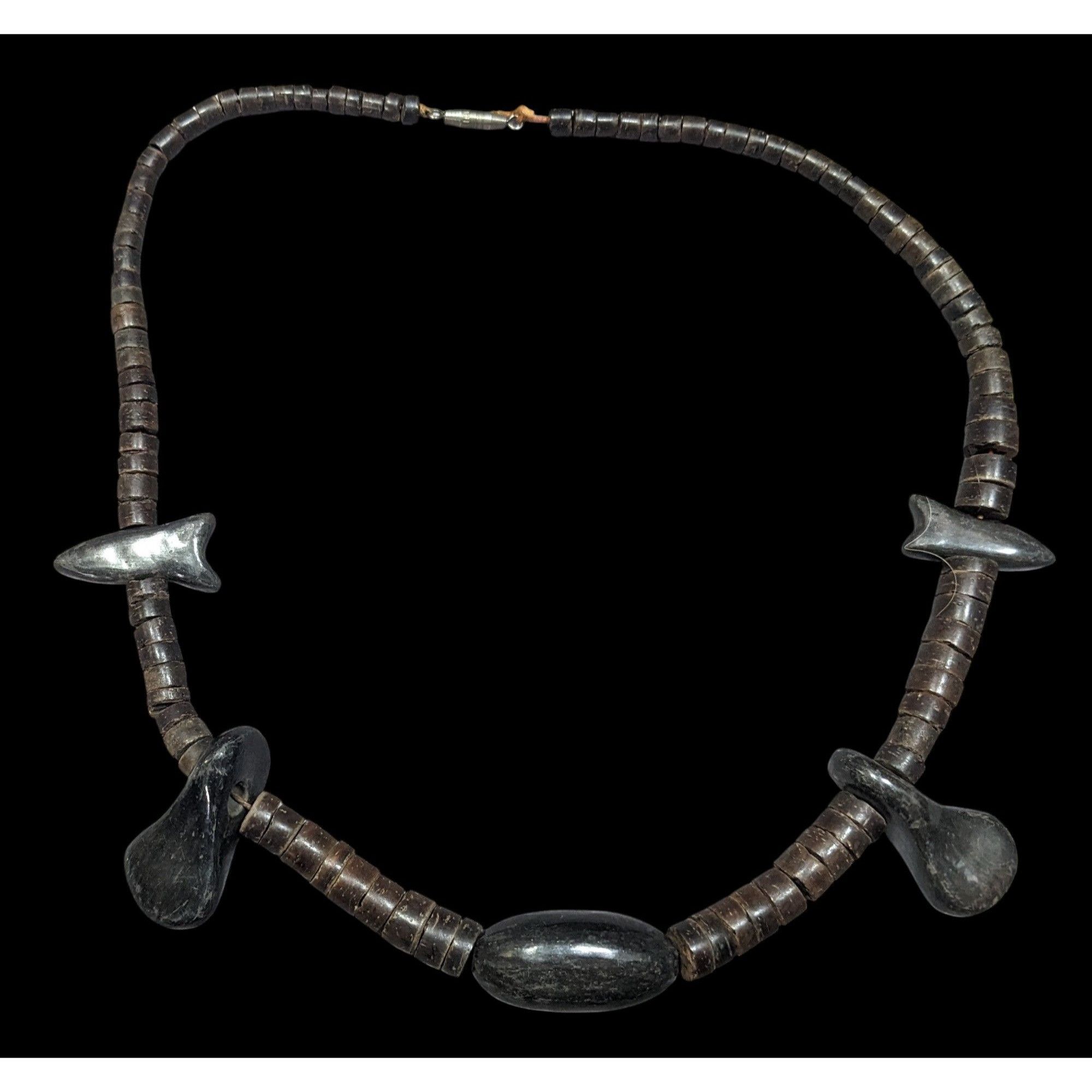Other Vintage Ethnic Carved Brown And Black Wood Beaded Necklace Size ONE SIZE - 1 Thumbnail