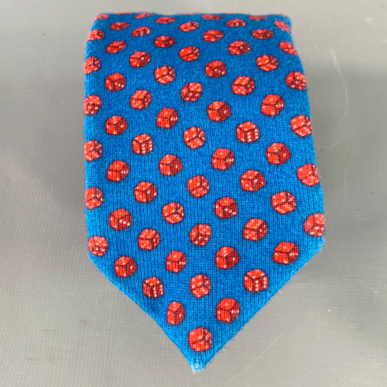 Adam Kimmel ADAM KIMMEL Red Blue Dice Cotton Skinny Tie Size ONE SIZE - 1 Thumbnail