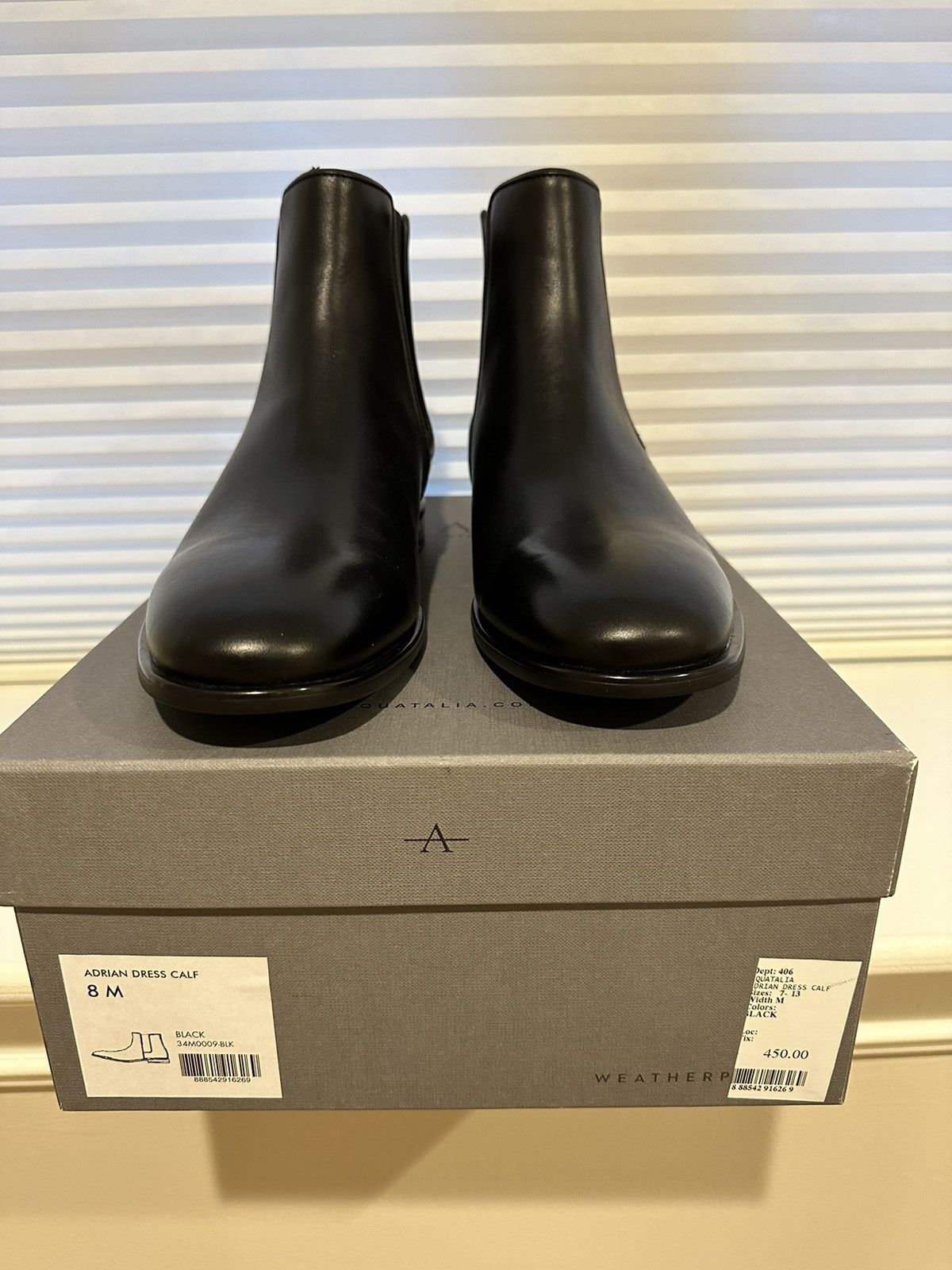 image of Aquatalia Adrian Black Leather Chelsea Boot, Men's (Size 8)