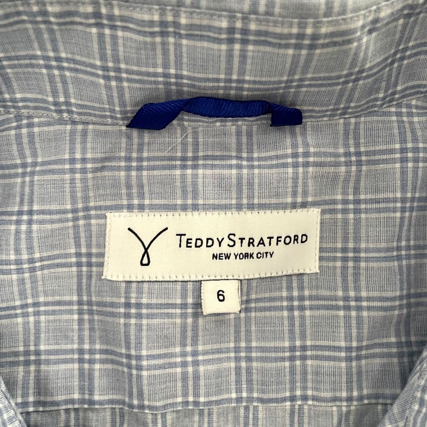 Vintage Teddy Stratford Shirt Adult 2XL Light Blue Check Button Up Zip Linen Mens 6 Size US XXL / EU 58 / 5 - 6 Thumbnail