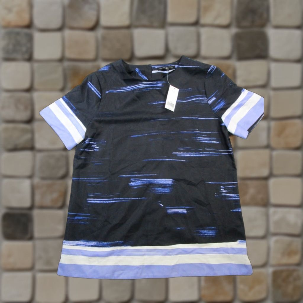 Banana Republic Banana Republic Shirt Womens Small Black Blue Top New Shirt Blouse Womens Petite Regular Blue 90s? Size S / US 4 / IT 40 - 1 Thumbnail