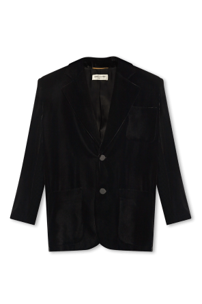 Saint Laurent Paris o1bcso1str1124 Oversized Jacket In Velvet in Black Size M / US 6-8 / IT 42-44 - 1 Thumbnail