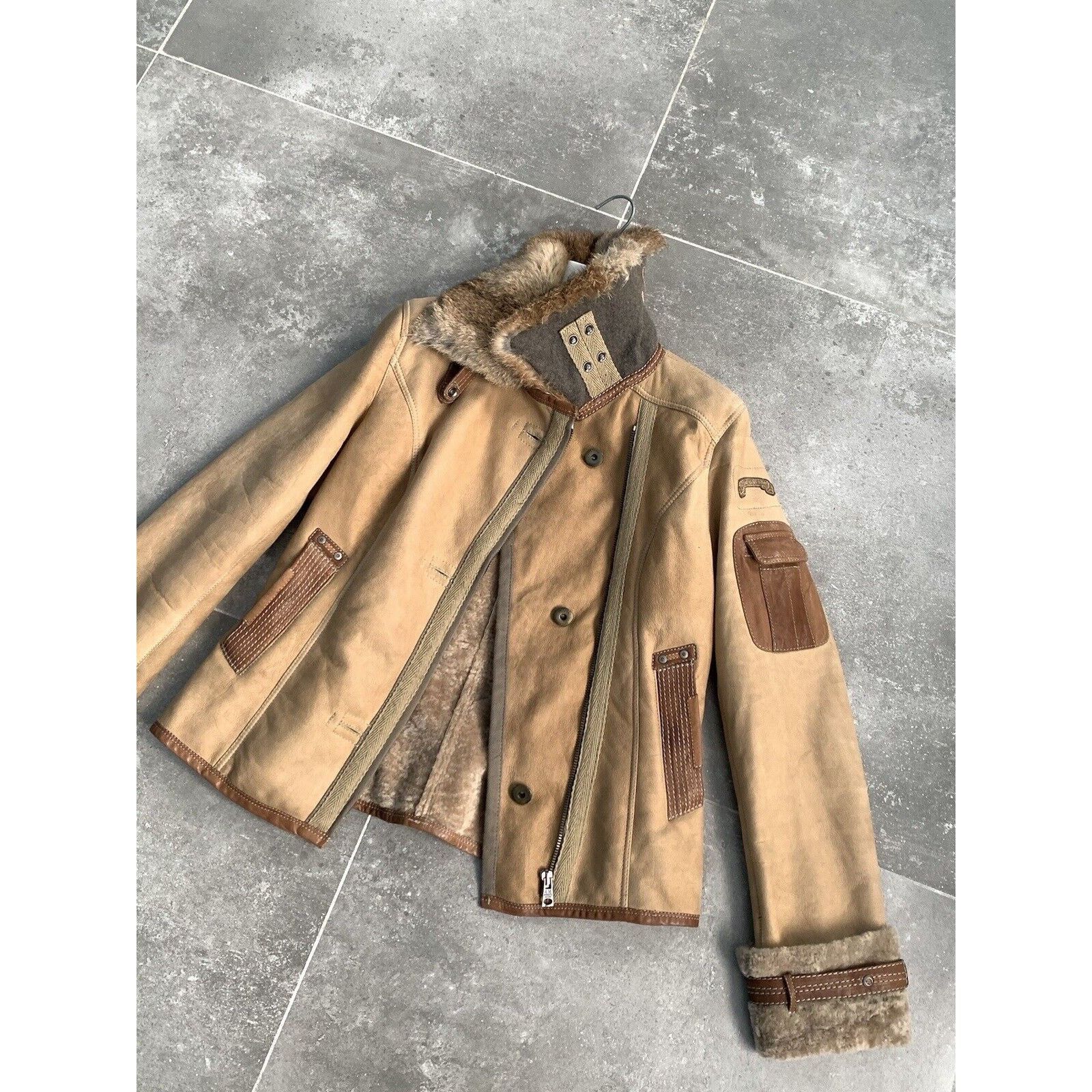 Aeronautica Militare AERONAUTICA MILITARE Sheepskin Fur Biker Jacket Coat IT 42 S Size M / US 6-8 / IT 42-44 - 10 Thumbnail
