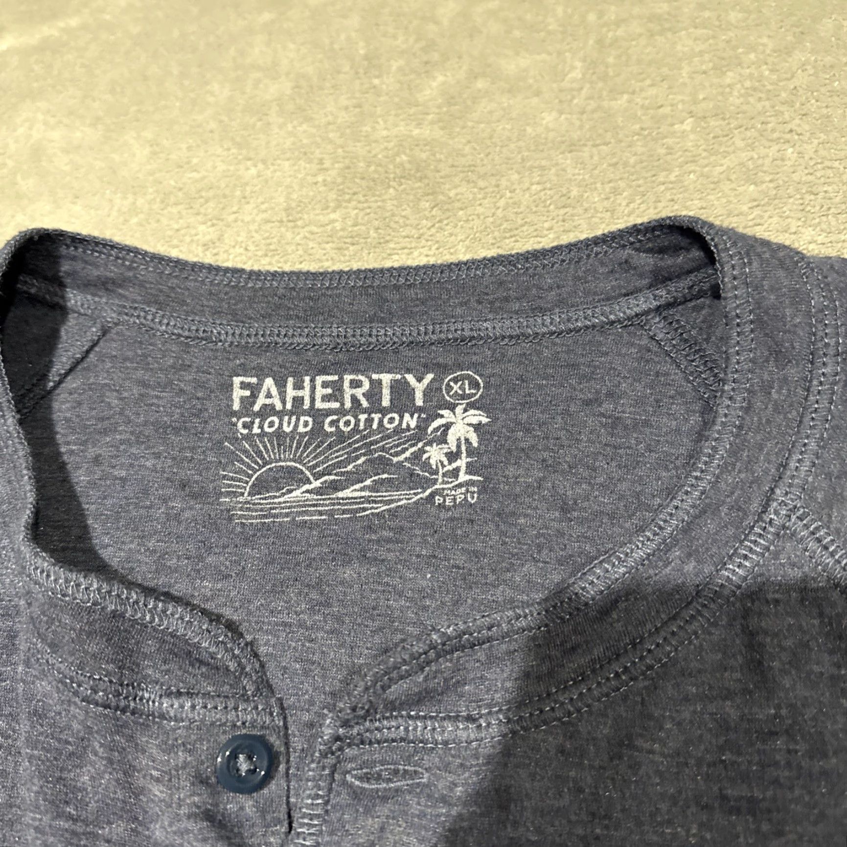 Faherty Faherty Shirt Mens XL Blue Heathered Cloud Cotton Henley Long Sleeve Pima Modal Size US XL / EU 56 / 4 - 3 Thumbnail