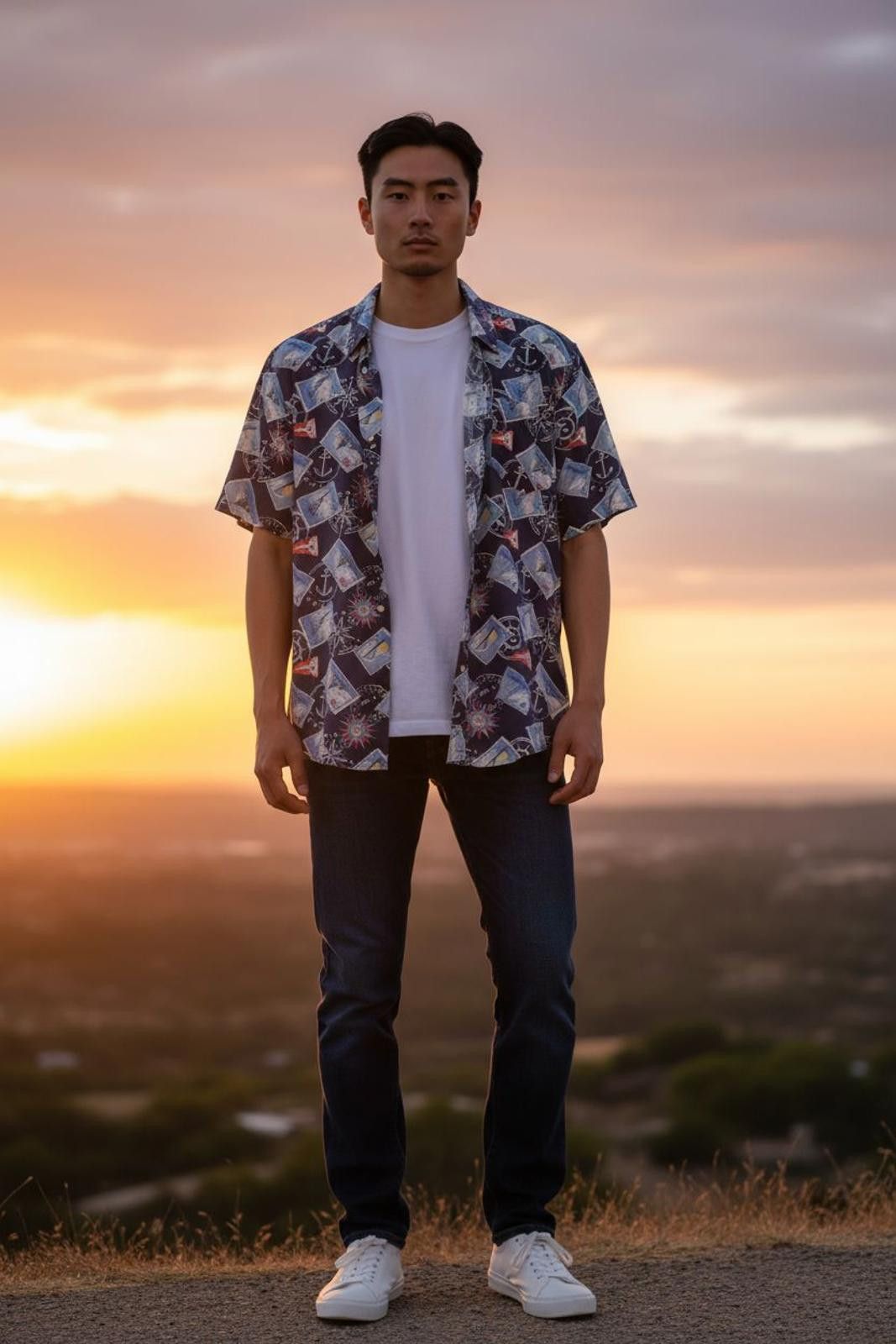 Chaps Chaps Men's Navy Blue Hawaiian Shirt with Nautical Print Size US XL / EU 56 / 4 - 1 Thumbnail