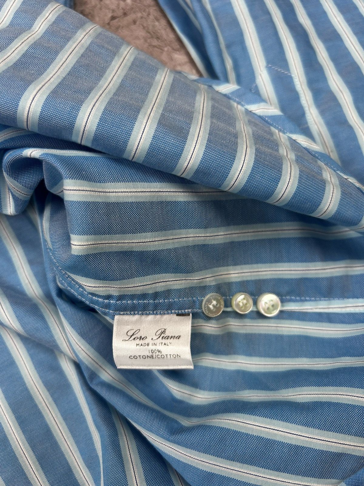 Loro Piana Loro Piana Shirt Button Up White Blue Stripped Cotton Formal Size US L / EU 52-54 / 3 - 11 Thumbnail