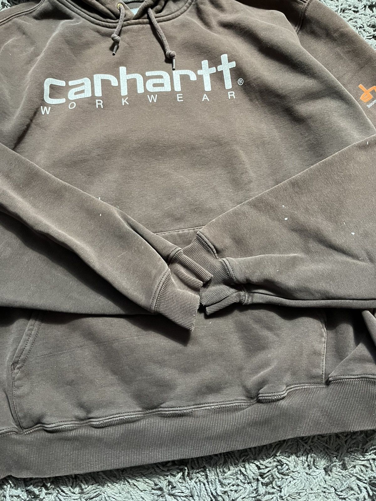 Carhartt Y2K CARHARTT VINTAGE HEAVY COTTON DISTRESSED BROWN HOODIE Size US L / EU 52-54 / 3 - 5 Thumbnail