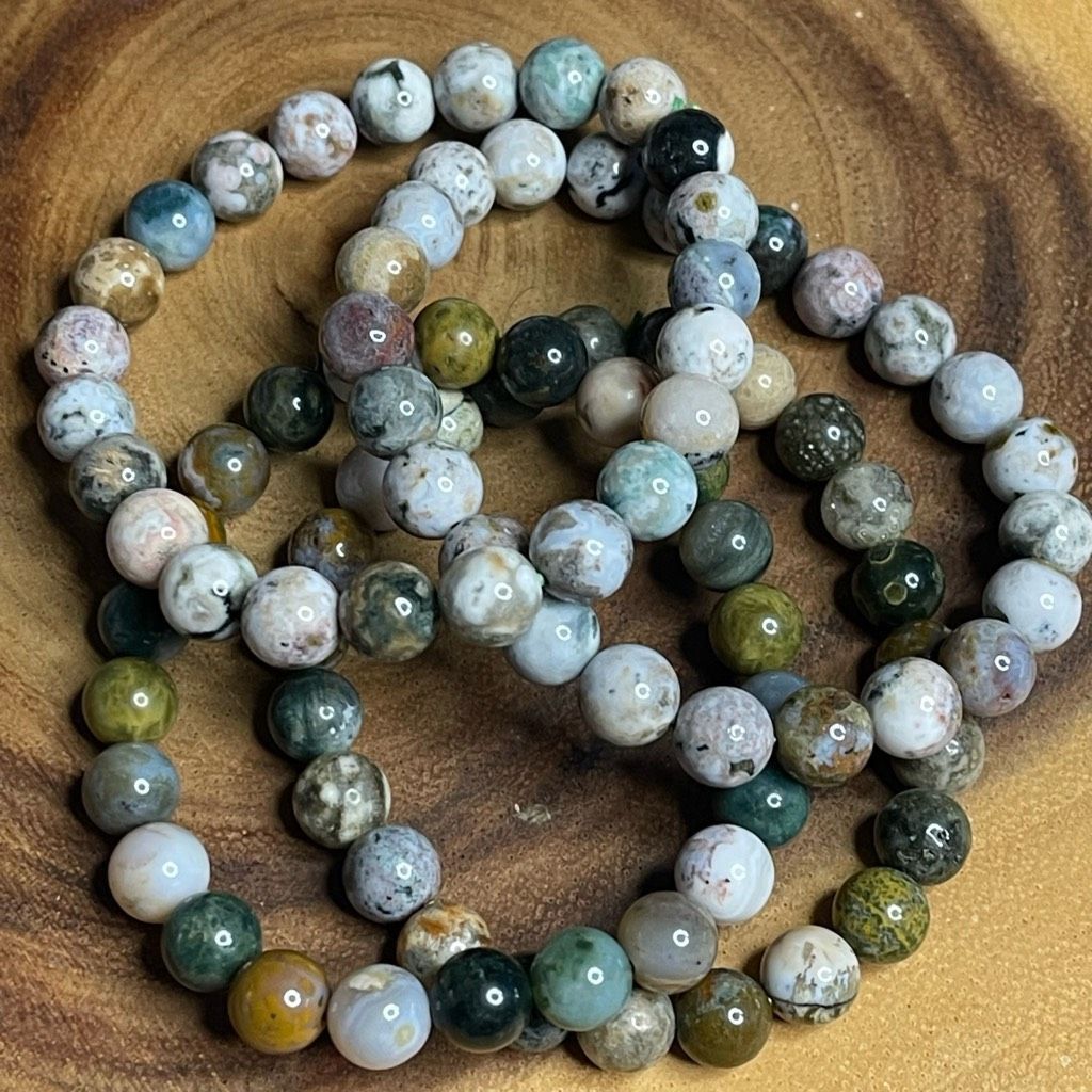 Other Ocean jasper beaded stretch bracelet ONE NEW reiki meditation crystal healing 8mm Size ONE SIZE - 2 Thumbnail