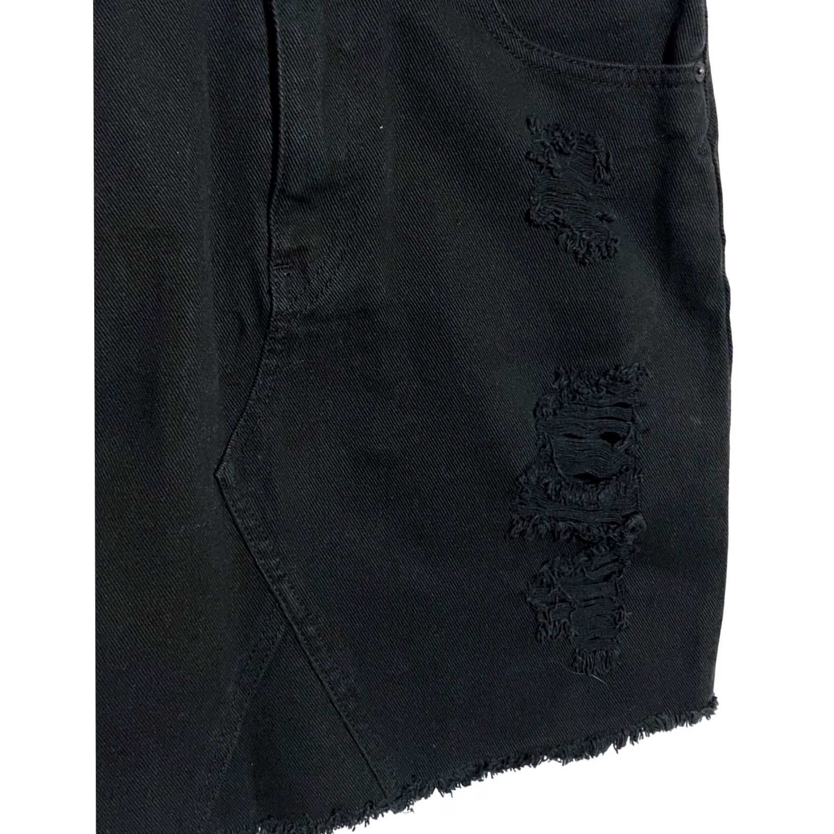 Volcom VINTAGE Volcom Skirt Ladies S Black Denim Mini Grunge High Rise Distressed Frayed Hem 90s Style Size 28" / US 6 / IT 42 - 2 Thumbnail