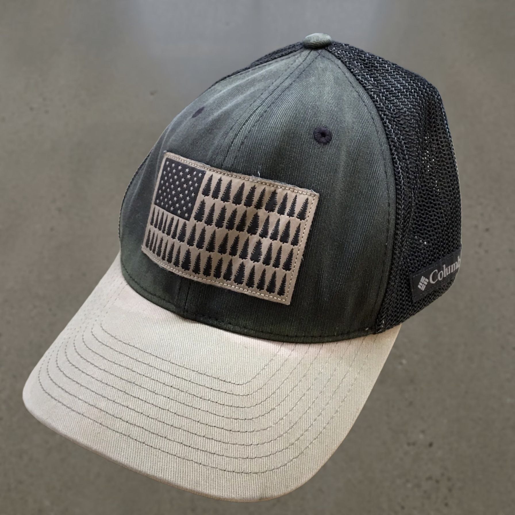 Vintage Columbia Tree Flag Flexfit Trucker Hat Men Gray OS Curved Brim Embroidered Logo Size ONE SIZE - 1 Thumbnail
