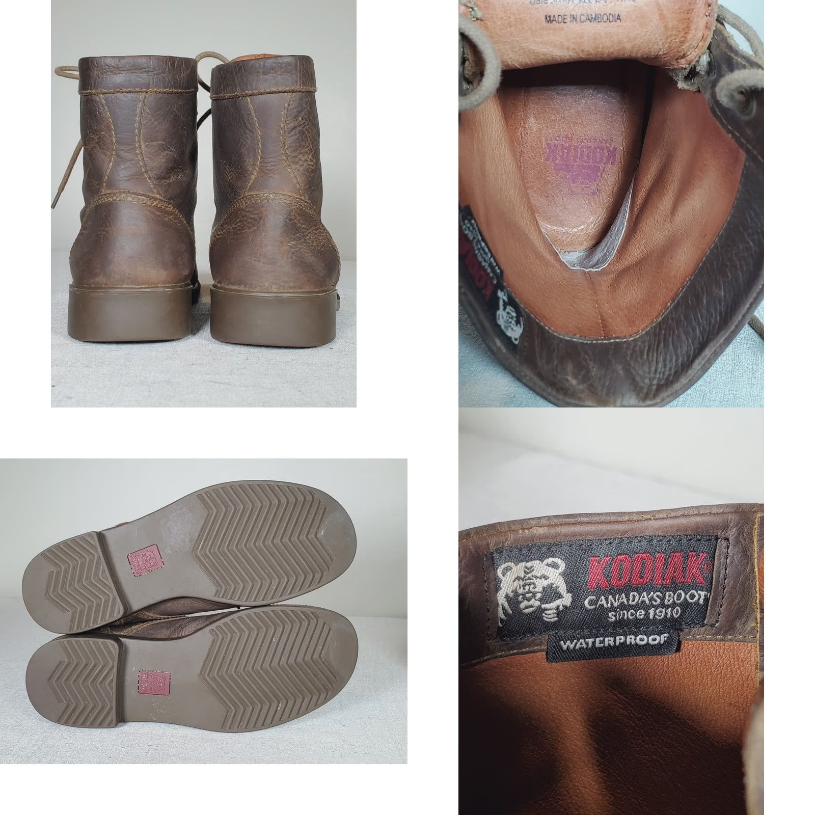 Vintage Kodiak Boots Womens Brown Original Waterproof All Season Leather 419064OG Women Size US 10 / IT 40 - 8 Thumbnail