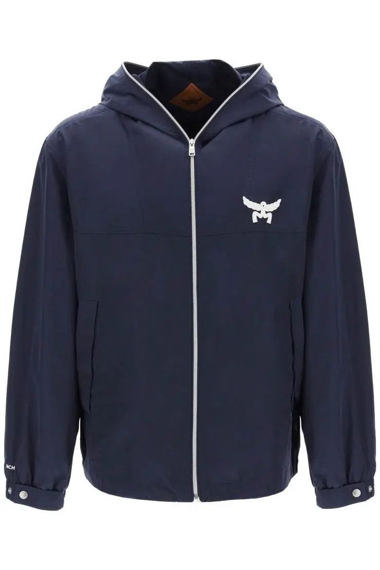 image of MCM O1S22I1N0324 Windbreaker Jacket In Blue, Men's (Size Medium)