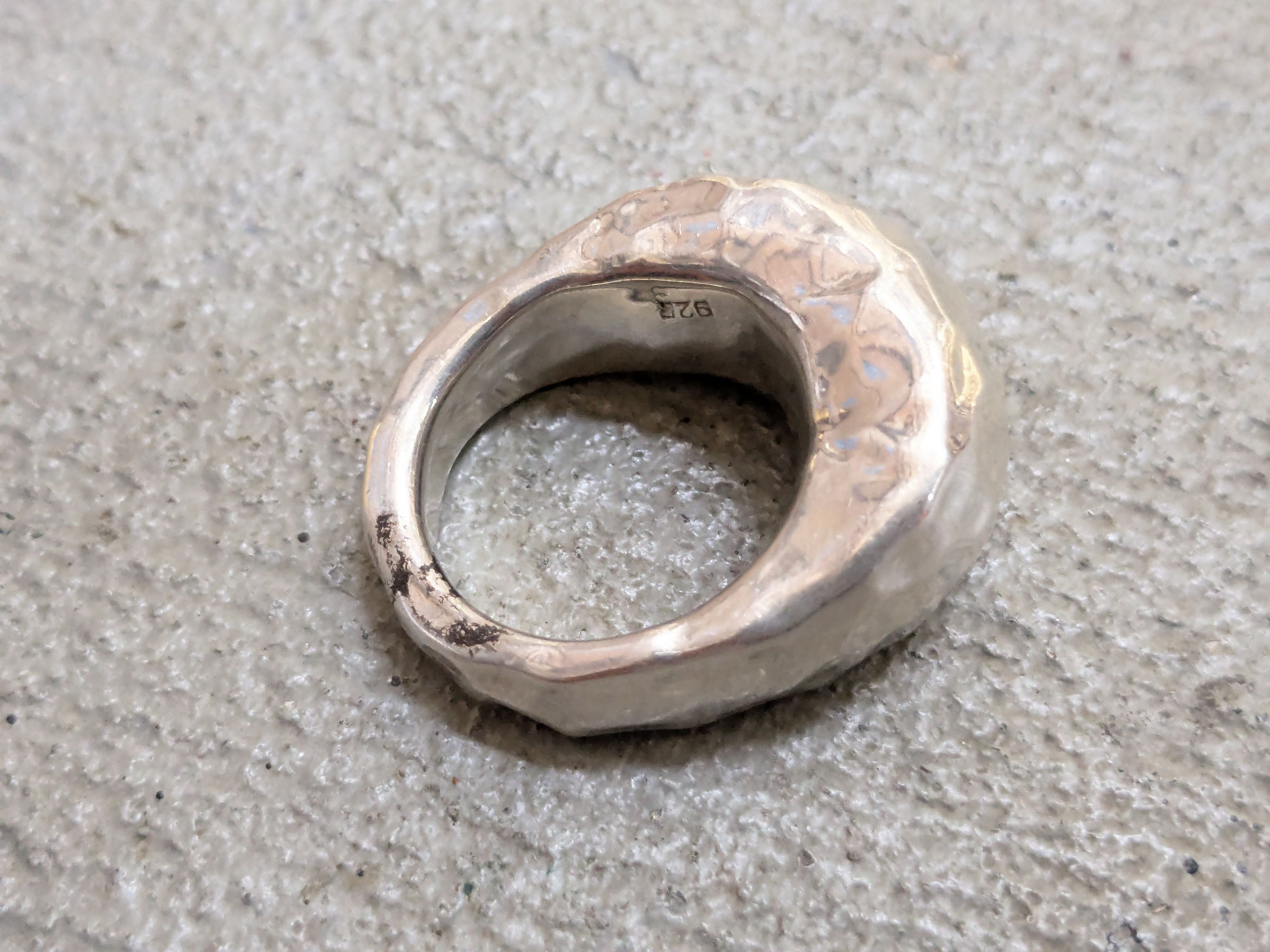 Jewelry Vintage Sterling Silver Ring 7 Modern Hammered Abstract Size ONE SIZE - 2 Thumbnail