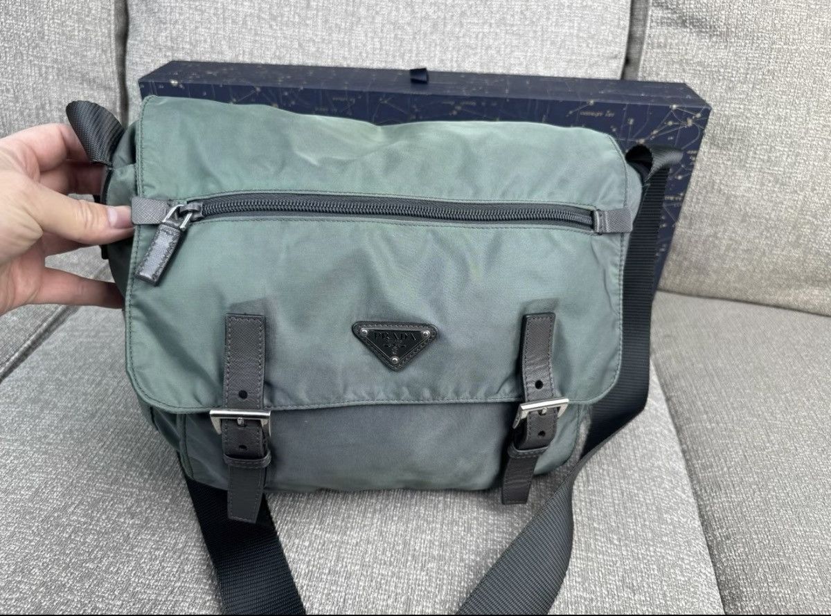Prada PRADA Army Green Triangle Logo Messenger Bag Size ONE SIZE - 1 Thumbnail