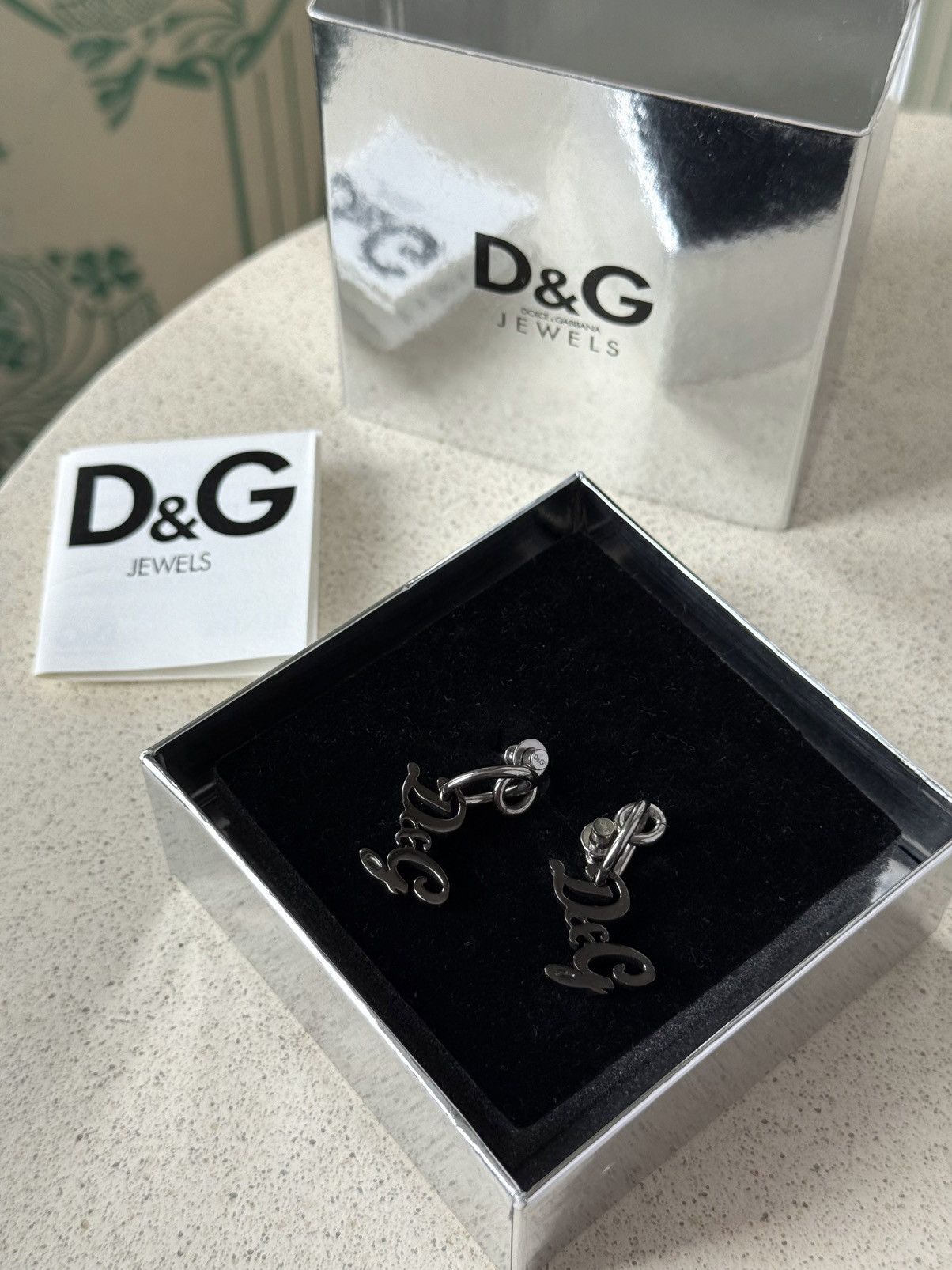 Dolce & Gabbana Vintage Dolce & Gabbana Logo Black Silver Earrings Size ONE SIZE - 3 Thumbnail