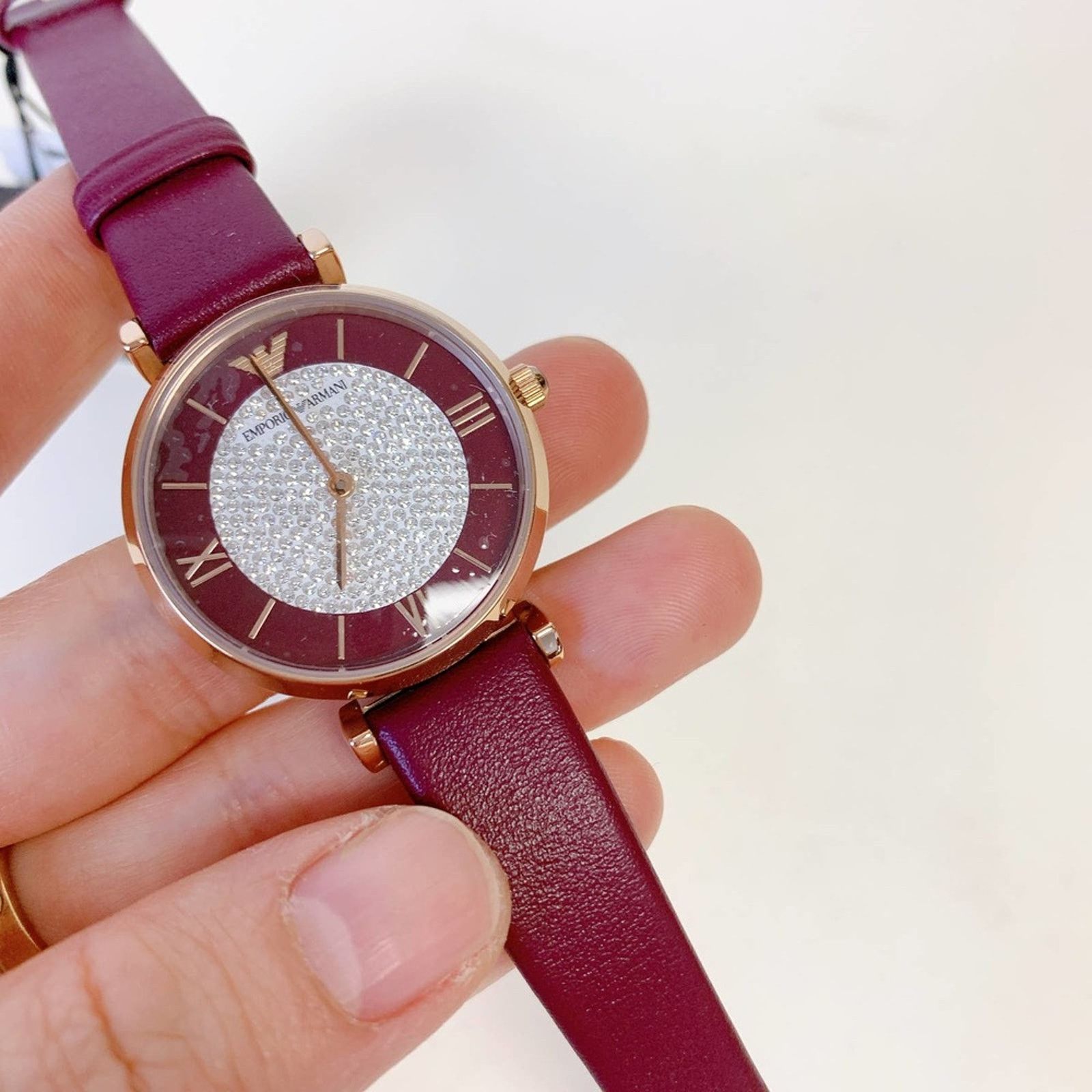 Armani Emporio Armani AR11487 Two-Hand Burgundy Leather Watch Size ONE SIZE - 3 Thumbnail