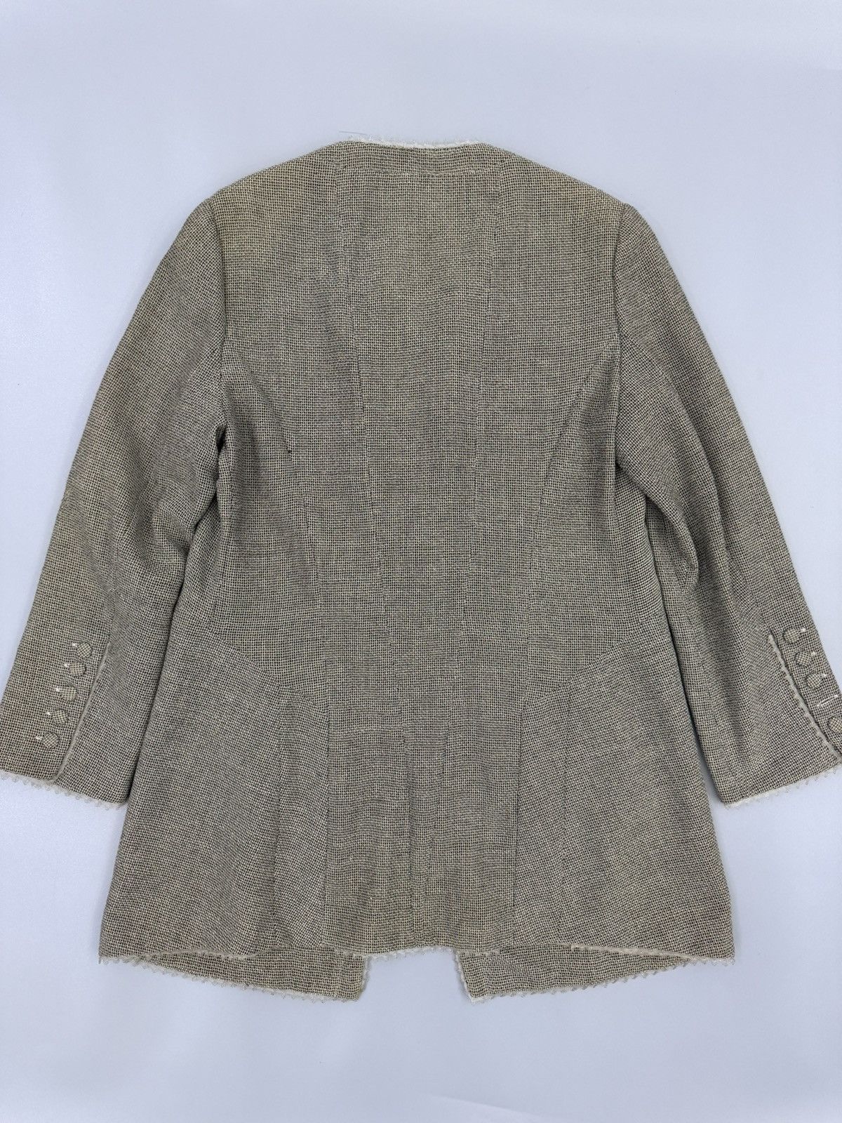 Fendi Vintage FENDI Micro Check Collarless Pure Virgin Wool Jacket Size S / US 4 / IT 40 - 8 Thumbnail