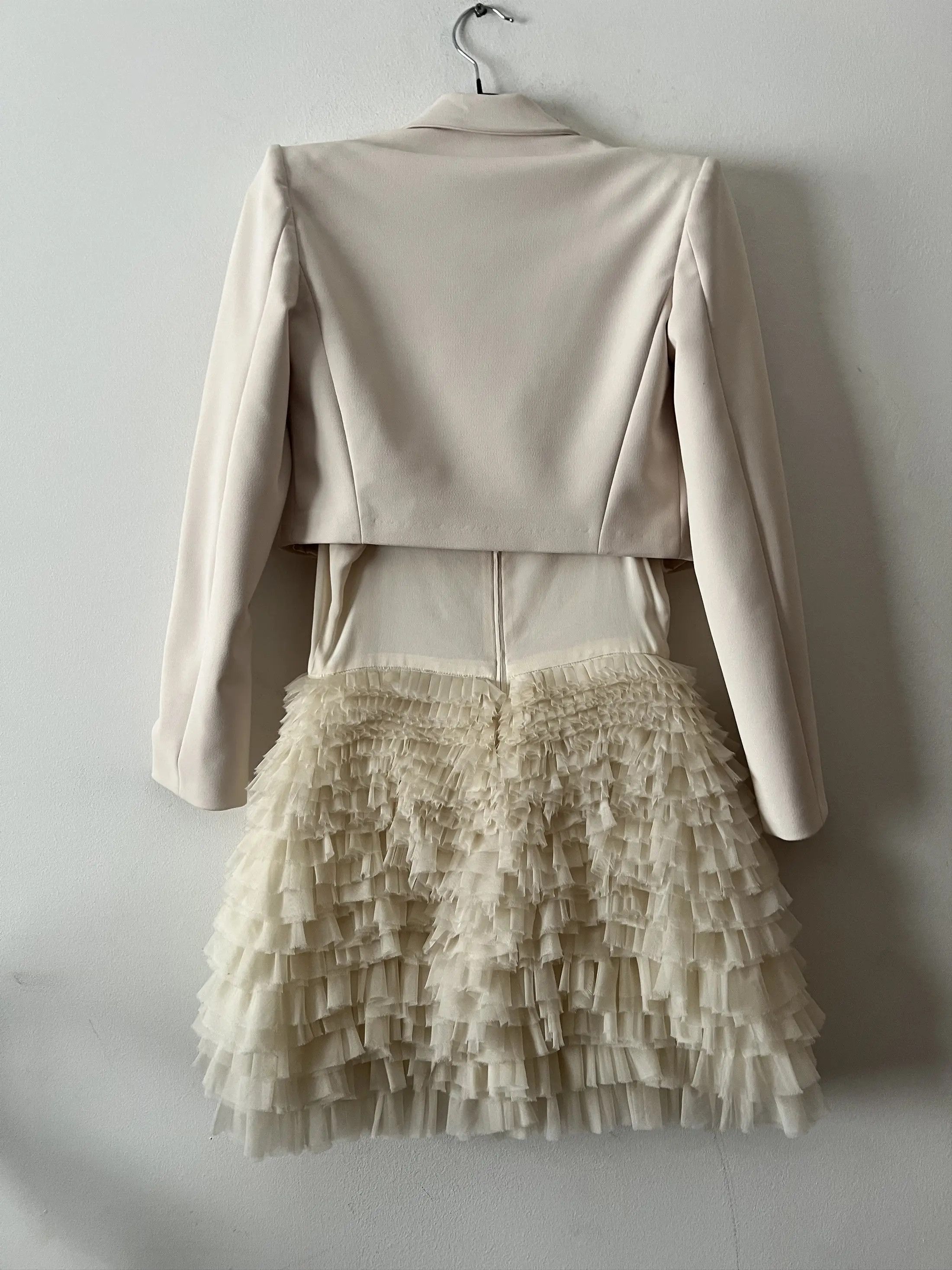 Elisabetta Franchi Tailleur Mini Dress With Gathered Tulle Skirt Size S / US 4 / IT 40 - 3 Thumbnail